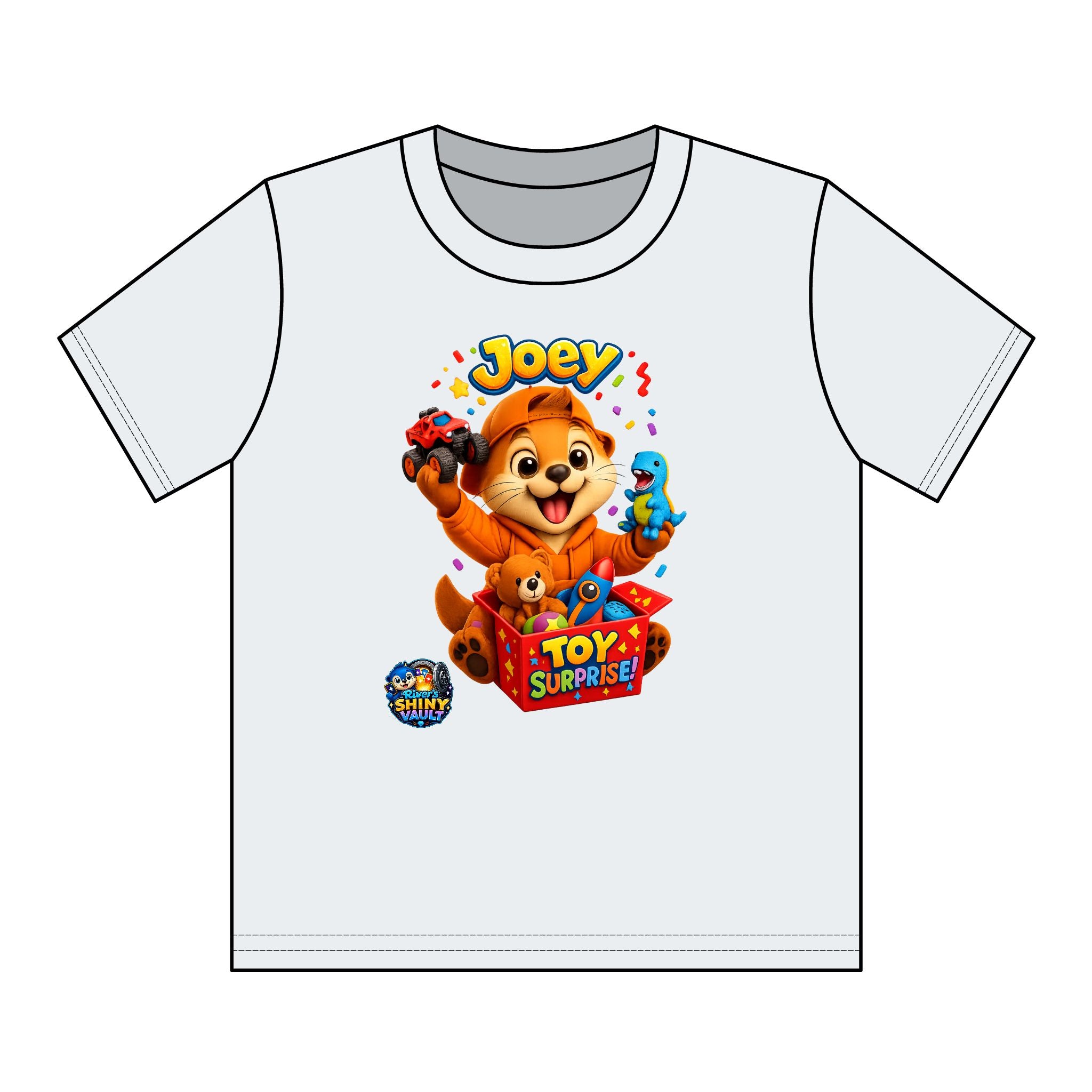 Kids Tee — Colorful River's Shiny vault 'Joey Toy Surprise' Kids T‑Shirt