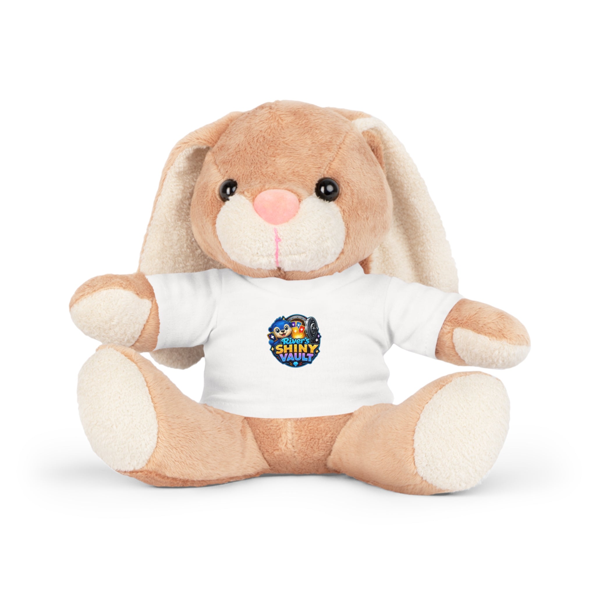 Fun River's Shiny Vault - Bear Plush with 'Toy' Cartoon T‑Shirt — Cute Gift for Kids & Collectors