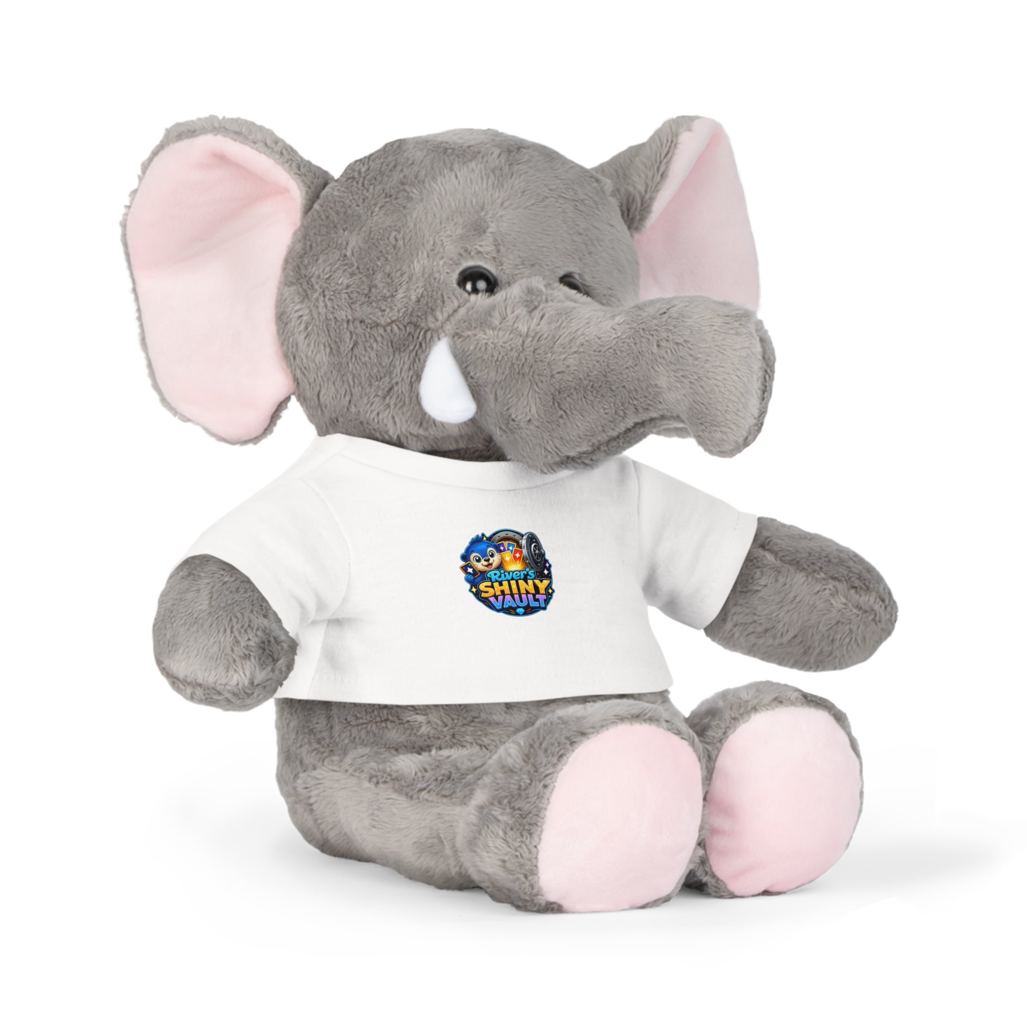 Fun River's Shiny Vault - Bear Plush with 'Toy' Cartoon T‑Shirt — Cute Gift for Kids & Collectors