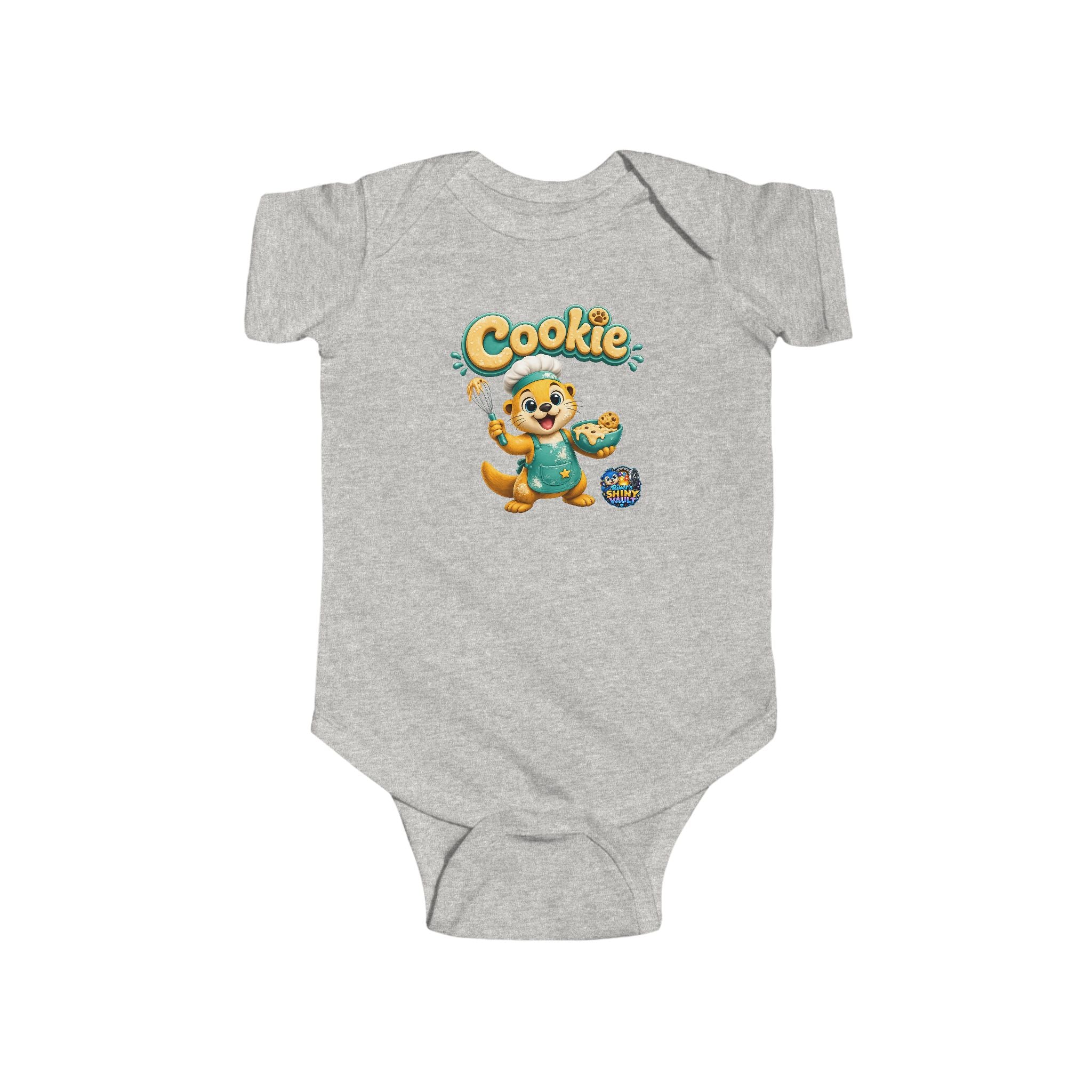 Young Infant Bodysuit — "River's Shiny Vault" "Cookie" Graphic