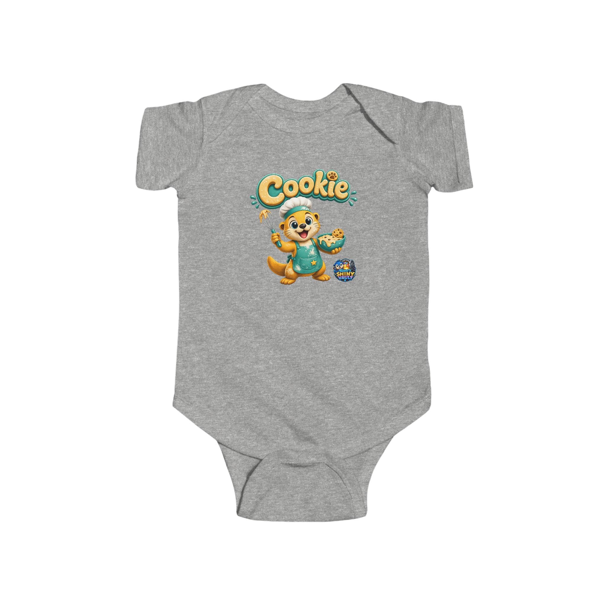 Young Infant Bodysuit — "River's Shiny Vault" "Cookie" Graphic