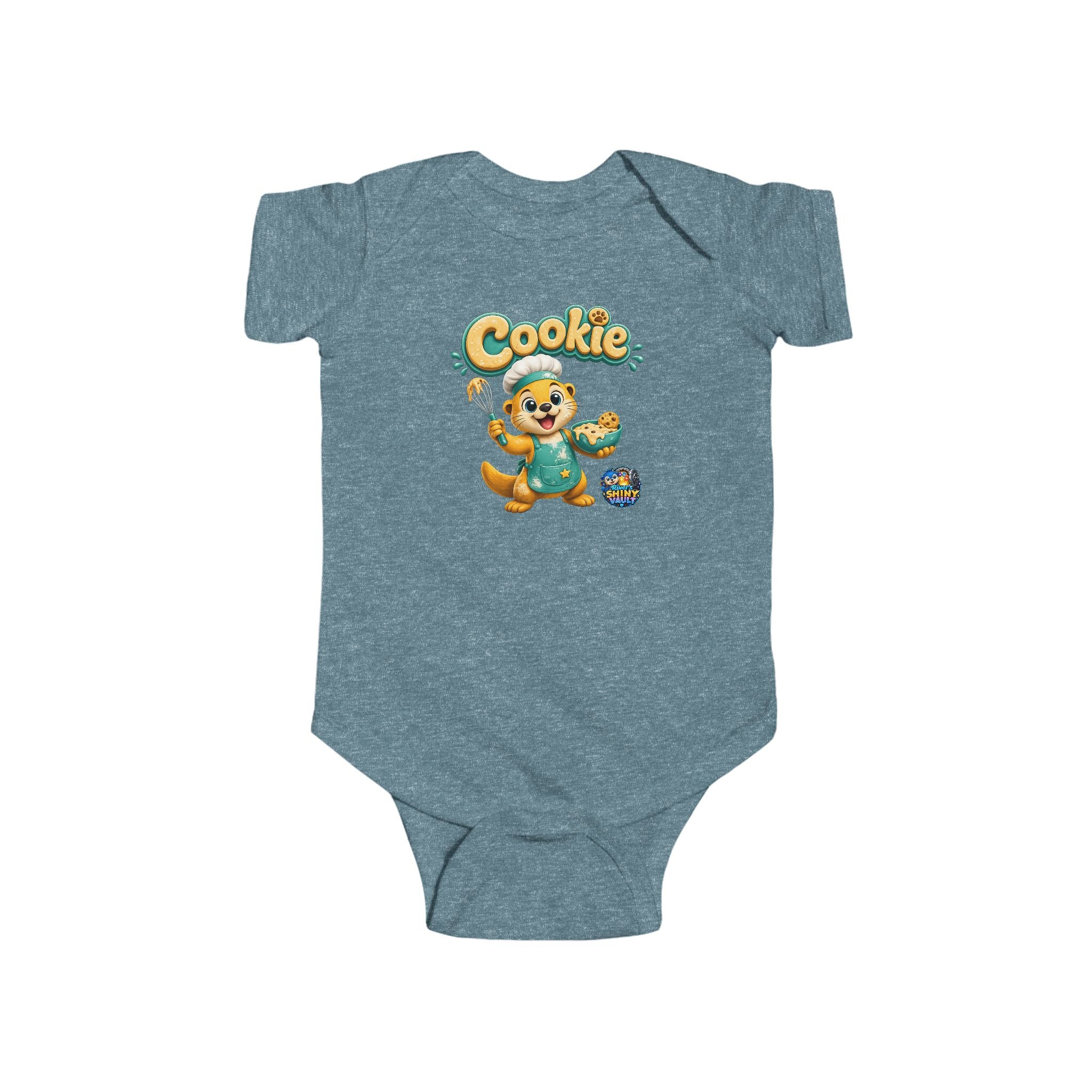 Young Infant Bodysuit — "River's Shiny Vault" "Cookie" Graphic