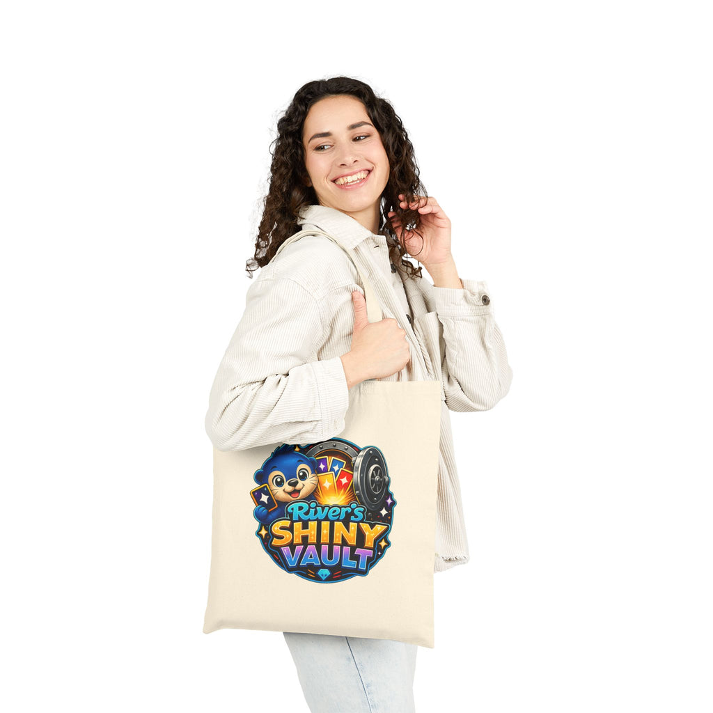 Fun River’s Shiny Vault Canvas Tote Bag — Cute Mascot Grocery/Book Bag