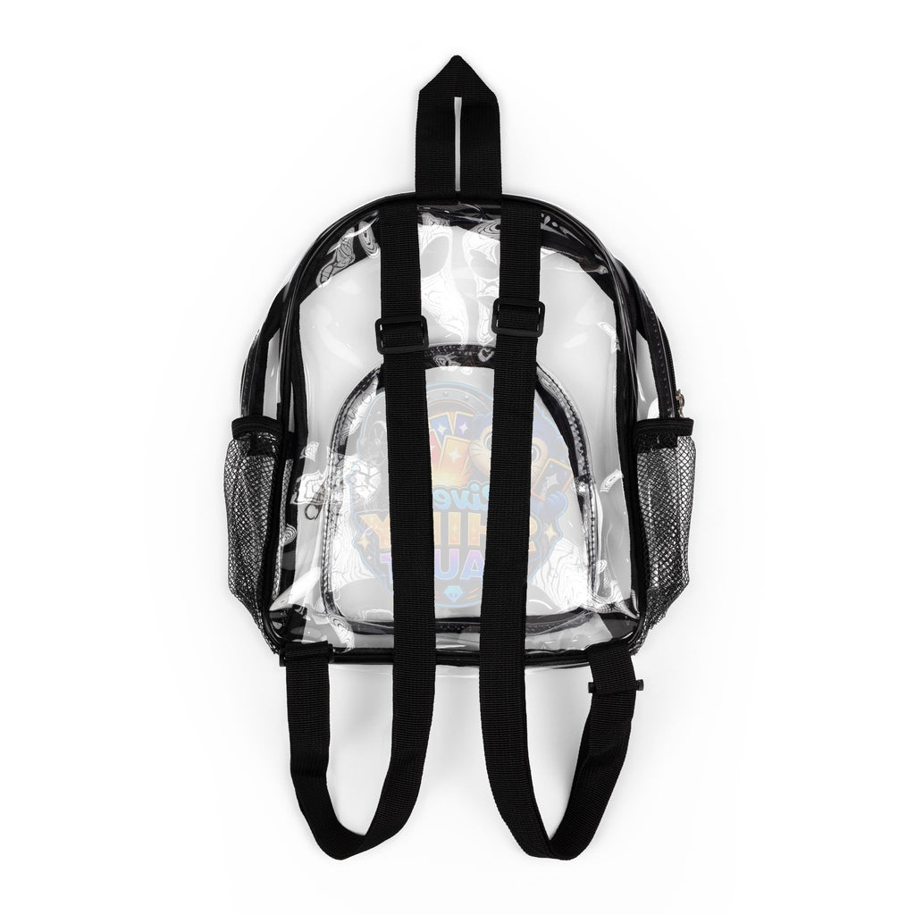 Fun Clear Stadium Backpack — River's Shiny Vault Logo Clear School Backpack