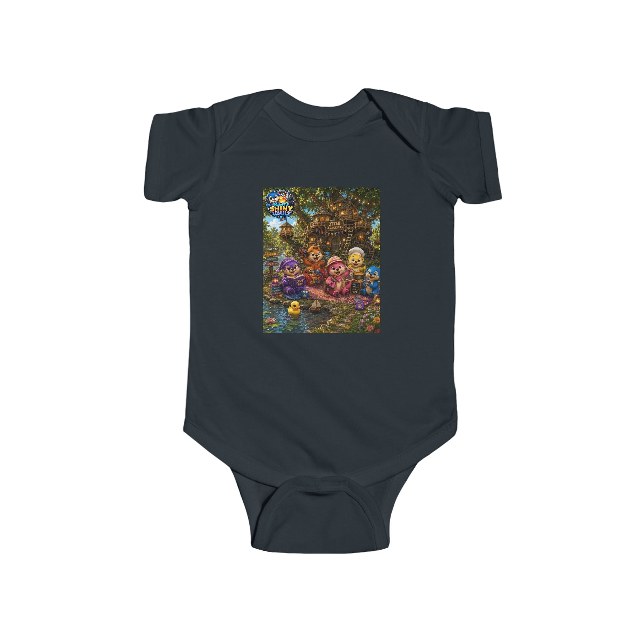 Young Infant Bodysuit  - River's Shiny Vault 'Otter HQ' Graphic