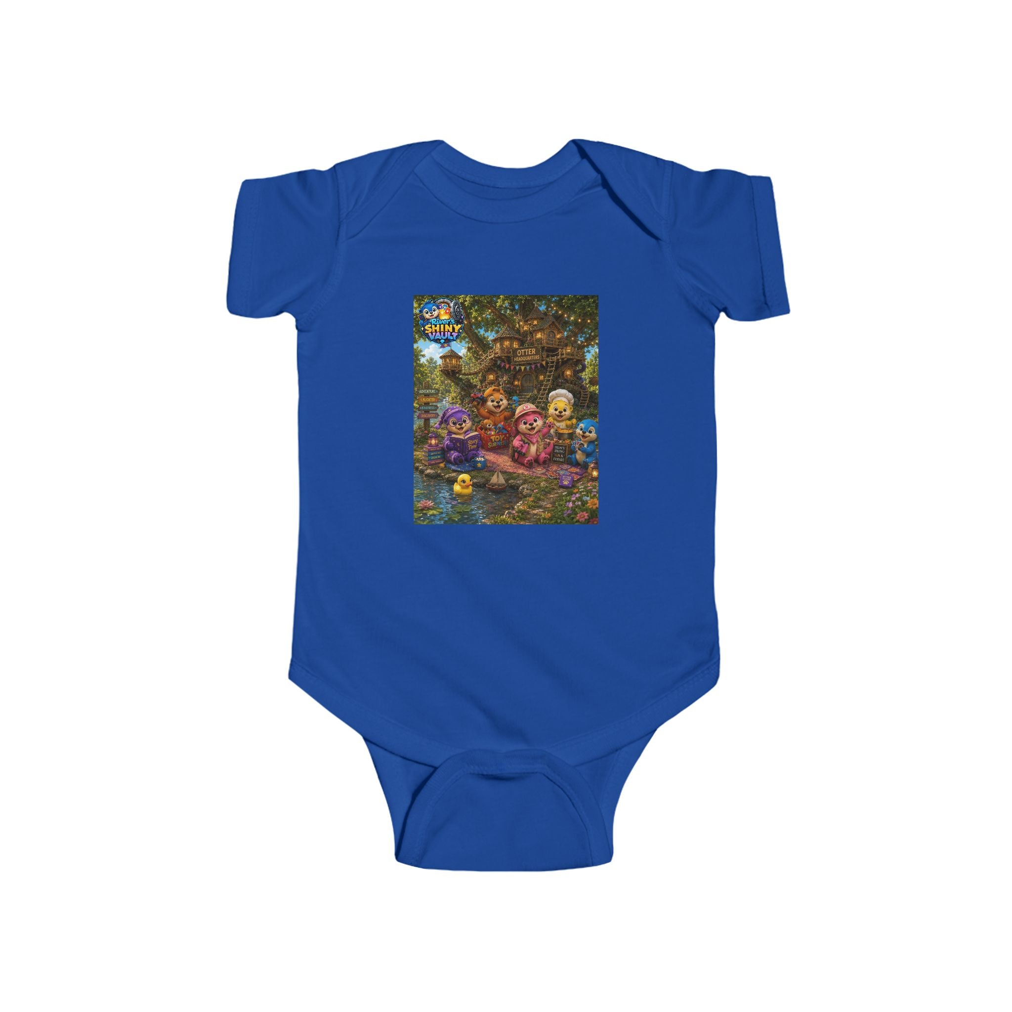 Young Infant Bodysuit  - River's Shiny Vault 'Otter HQ' Graphic