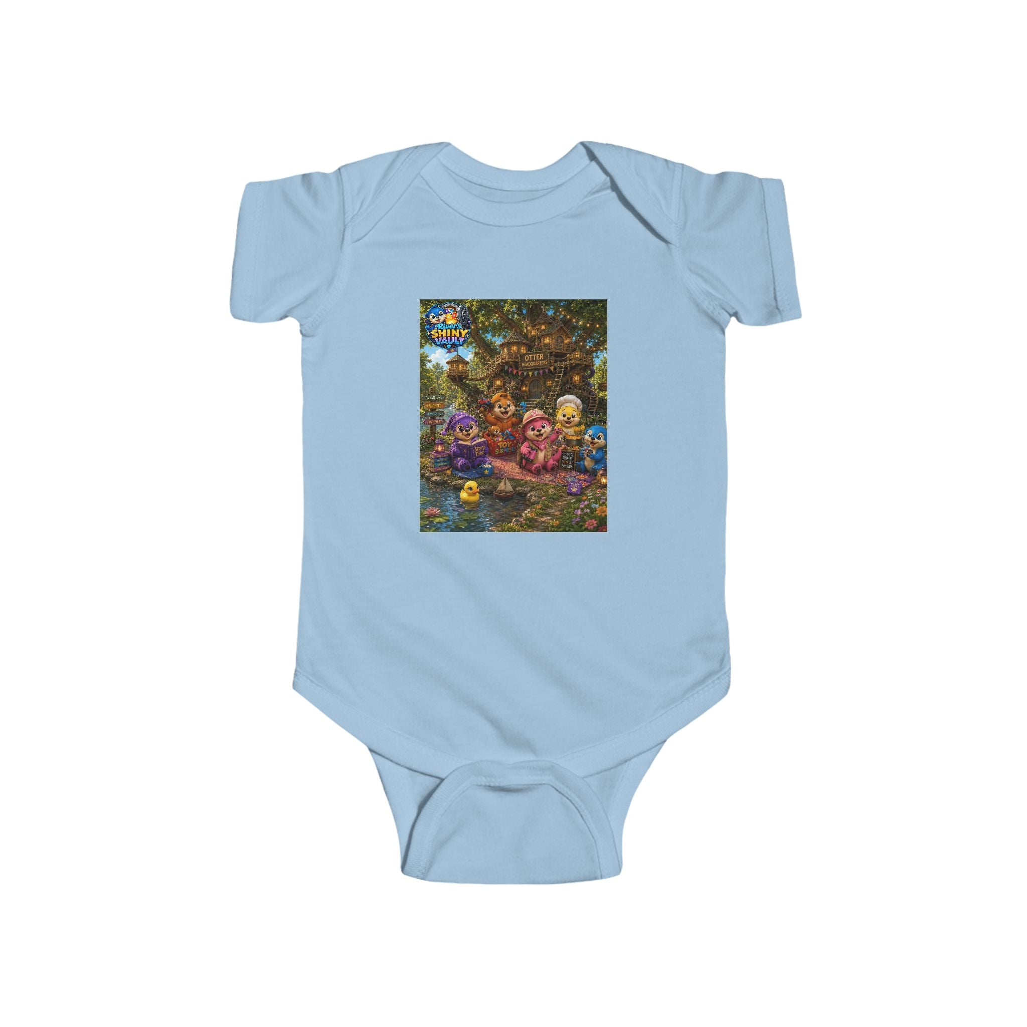 Young Infant Bodysuit  - River's Shiny Vault 'Otter HQ' Graphic