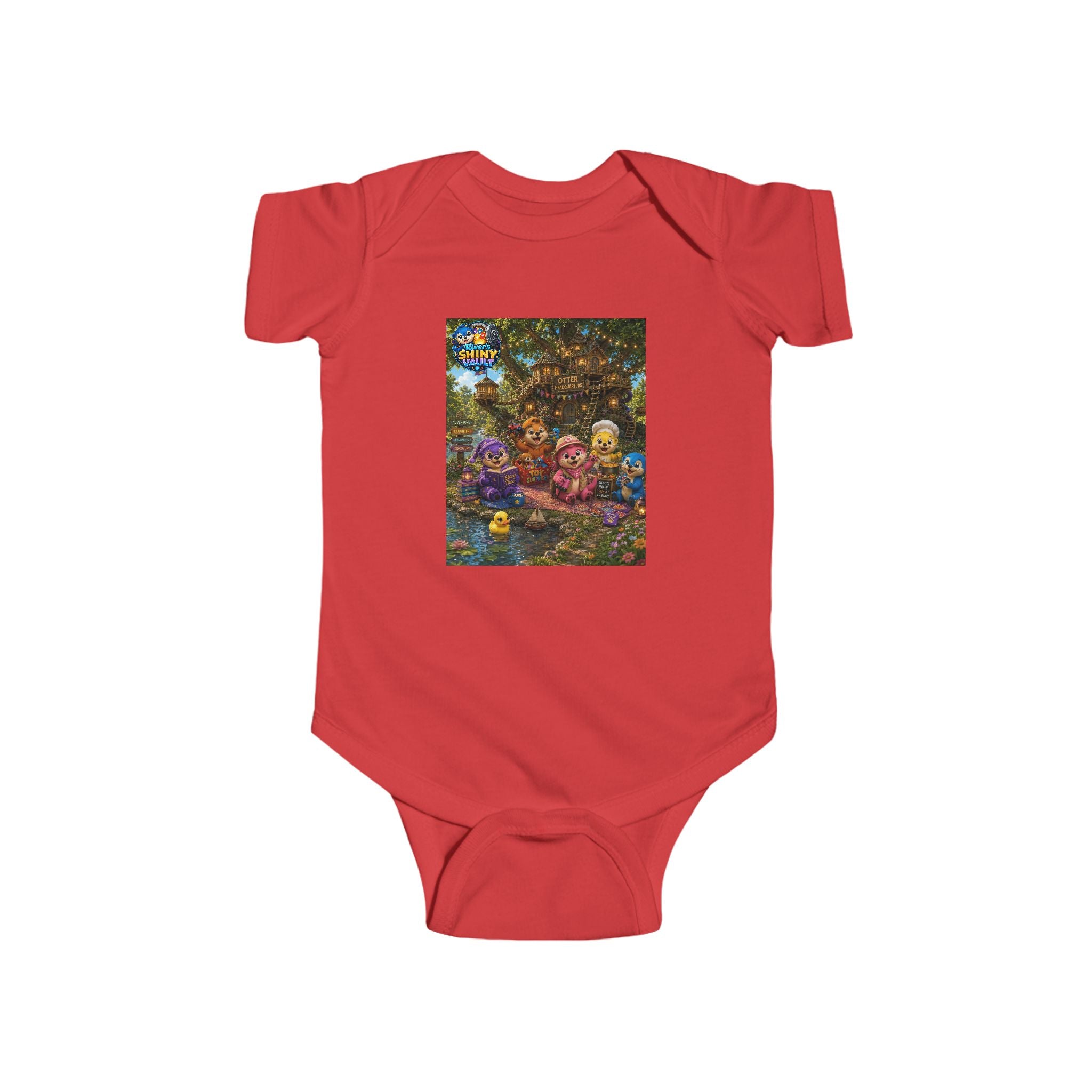 Young Infant Bodysuit  - River's Shiny Vault 'Otter HQ' Graphic