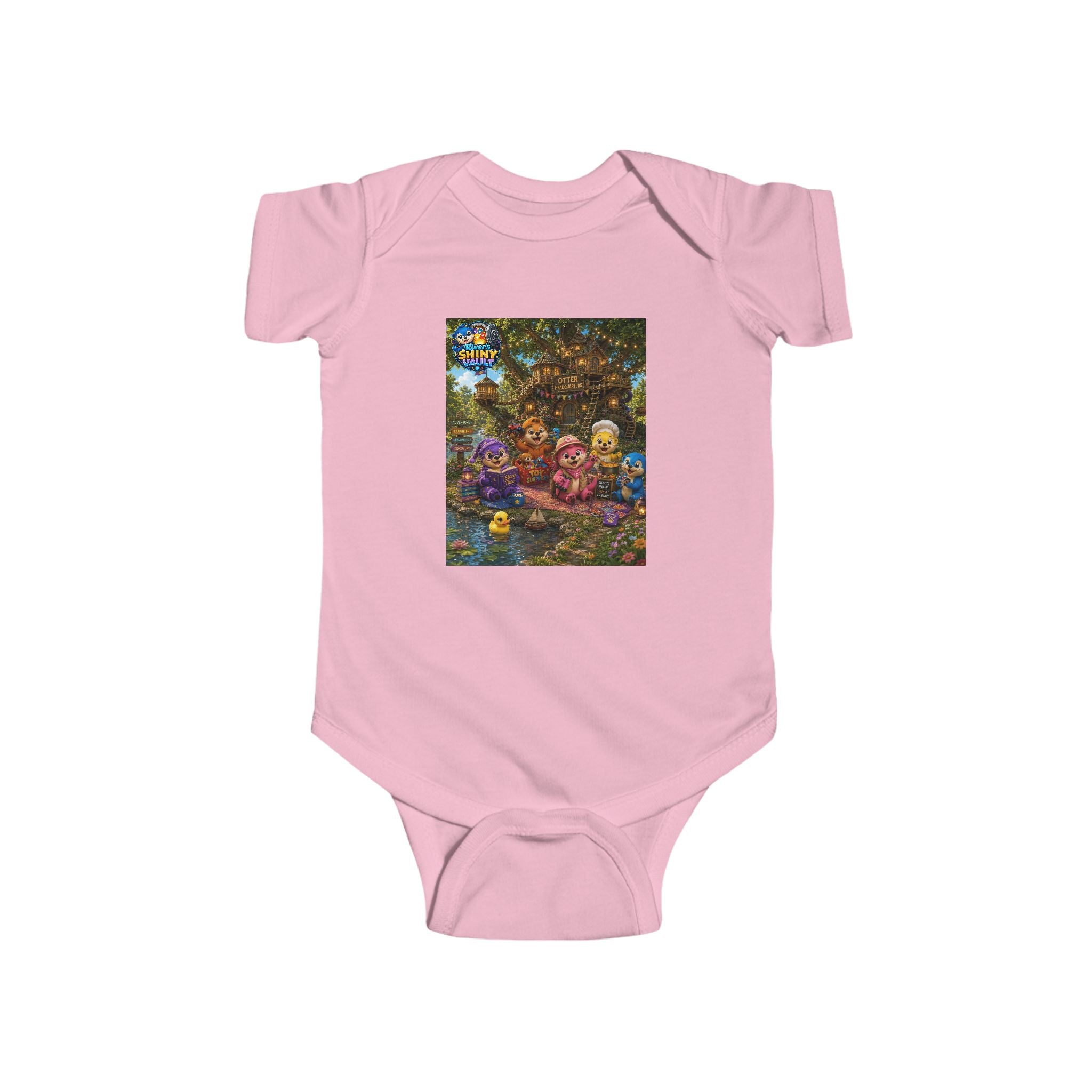 Young Infant Bodysuit  - River's Shiny Vault 'Otter HQ' Graphic