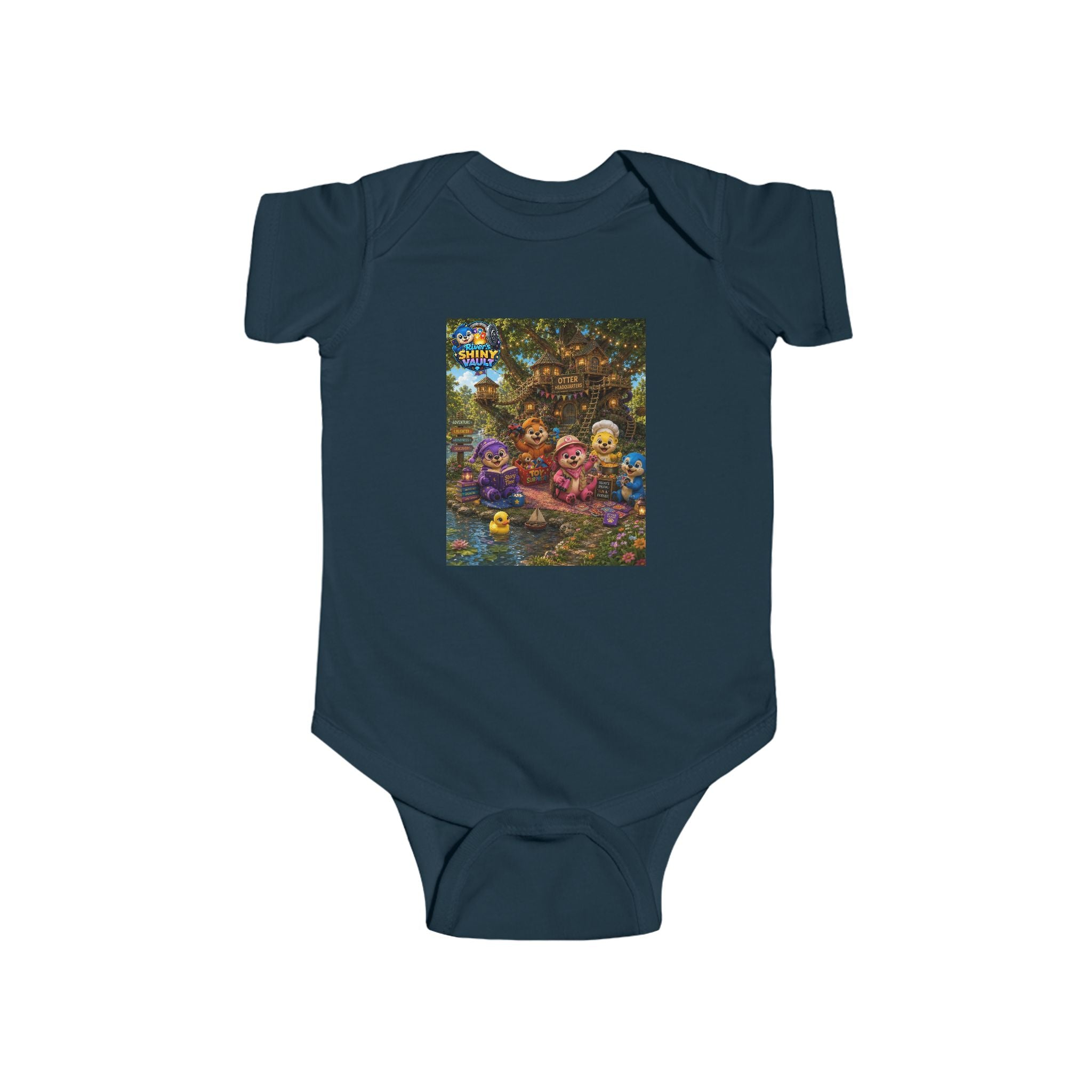 Young Infant Bodysuit  - River's Shiny Vault 'Otter HQ' Graphic