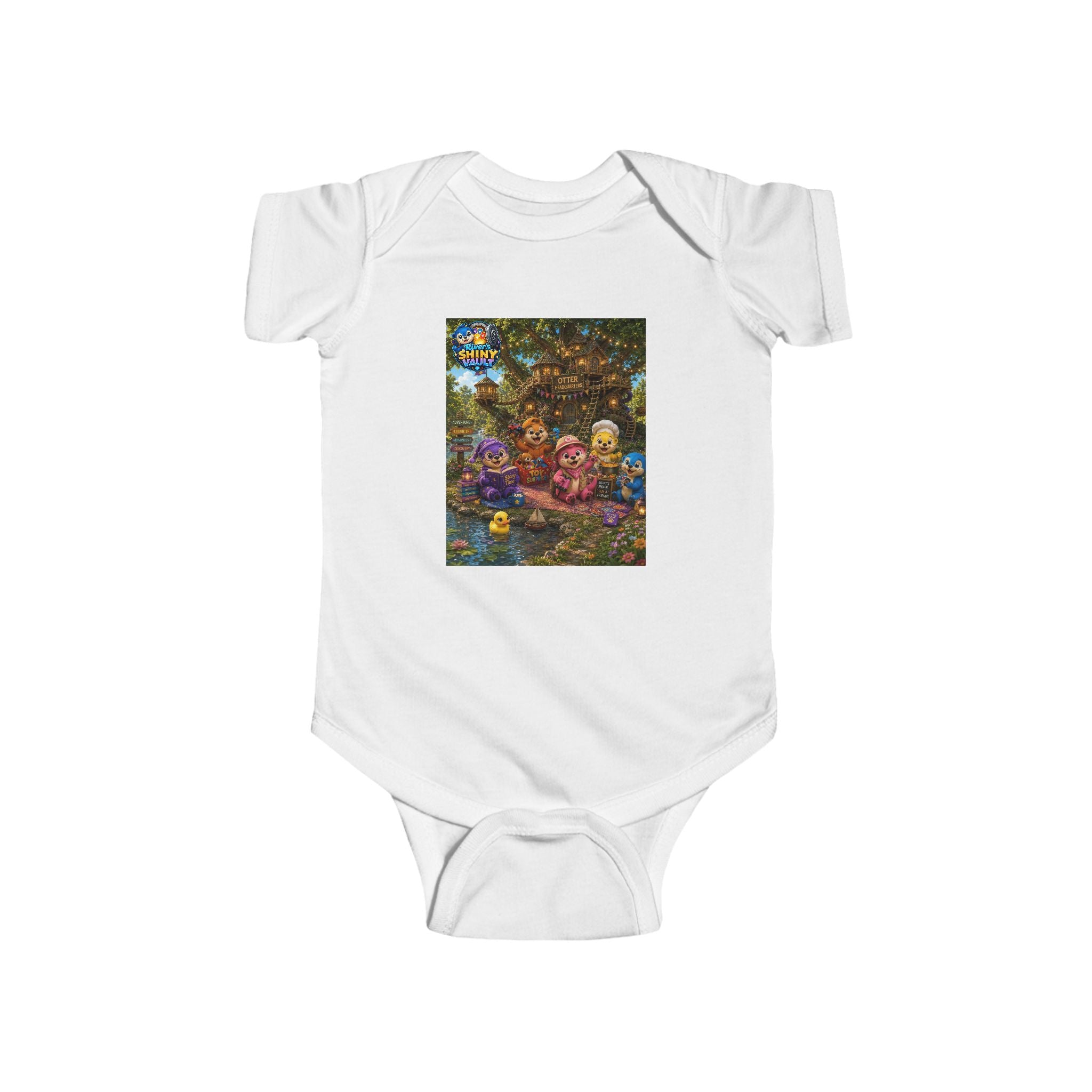 Young Infant Bodysuit  - River's Shiny Vault 'Otter HQ' Graphic