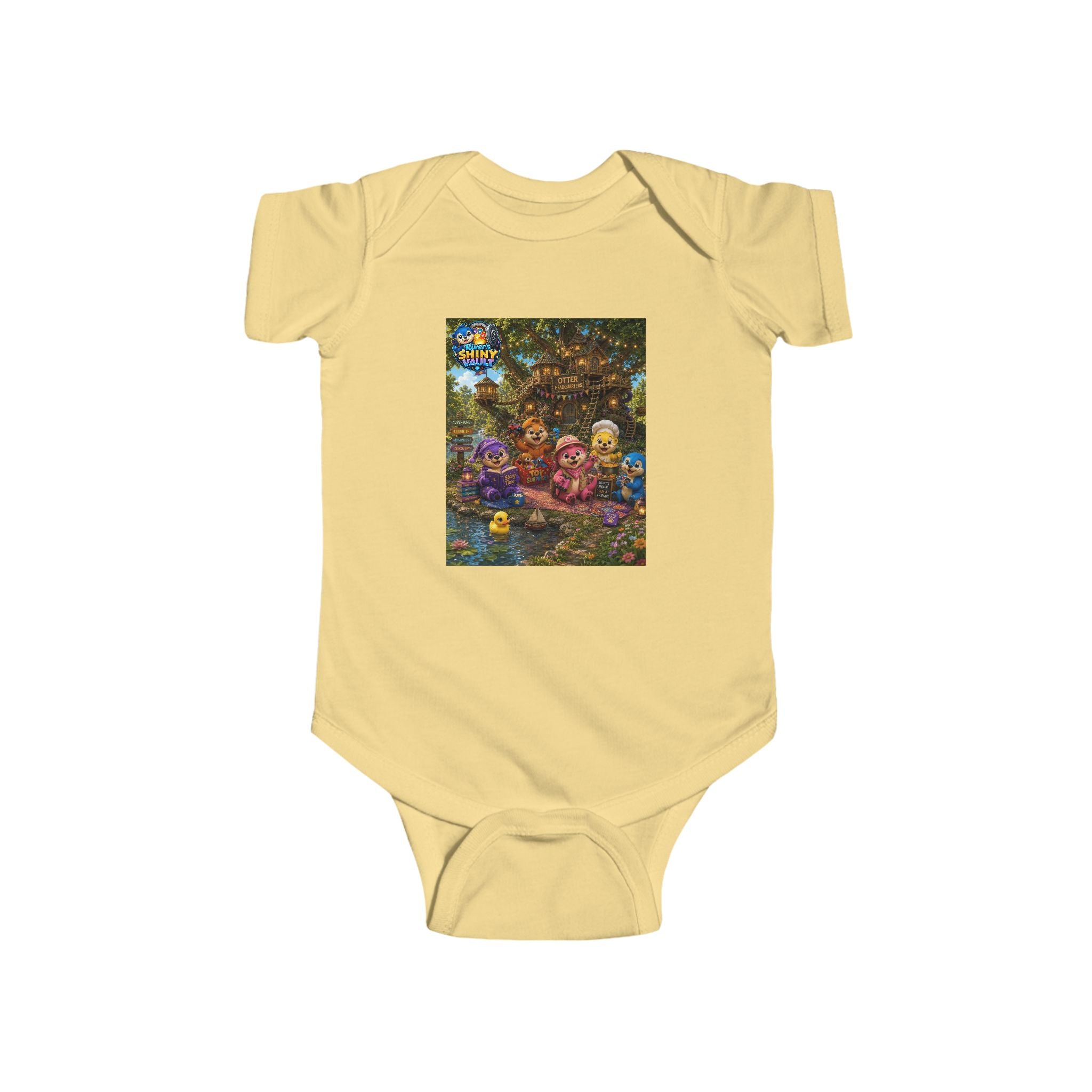 Young Infant Bodysuit  - River's Shiny Vault 'Otter HQ' Graphic