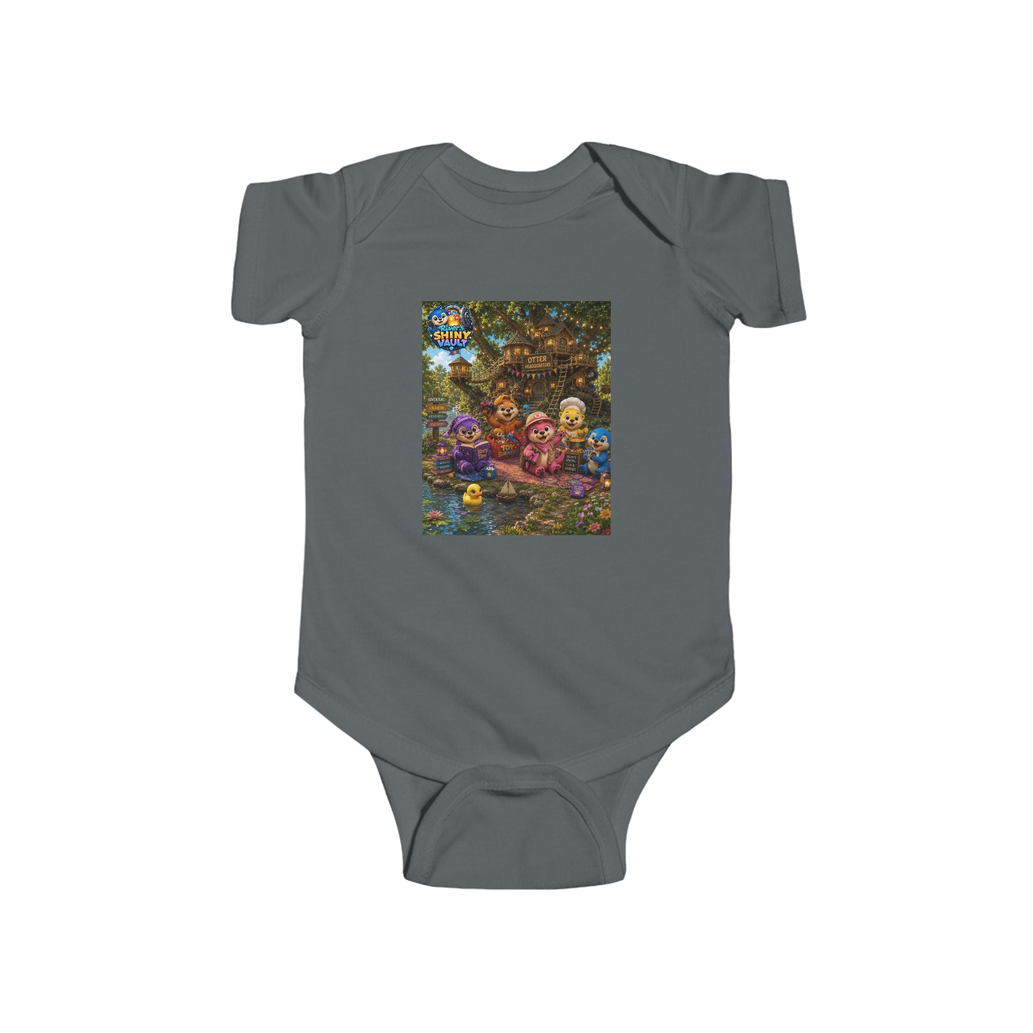 Young Infant Bodysuit  - River's Shiny Vault 'Otter HQ' Graphic