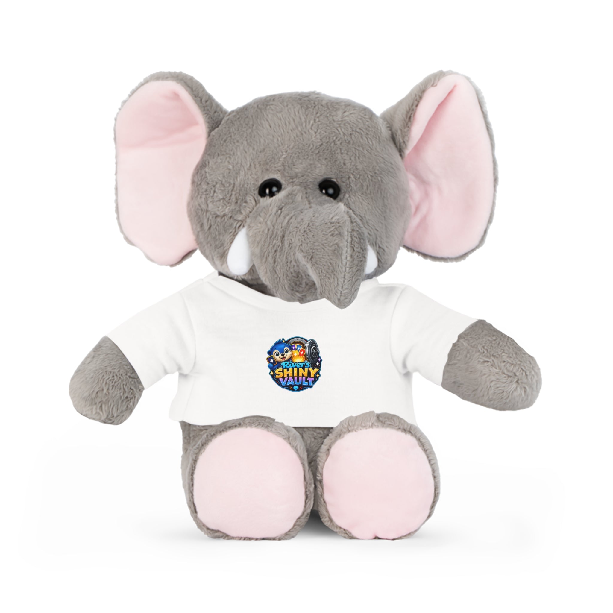 Fun River's Shiny Vault - Bear Plush with 'Toy' Cartoon T‑Shirt — Cute Gift for Kids & Collectors