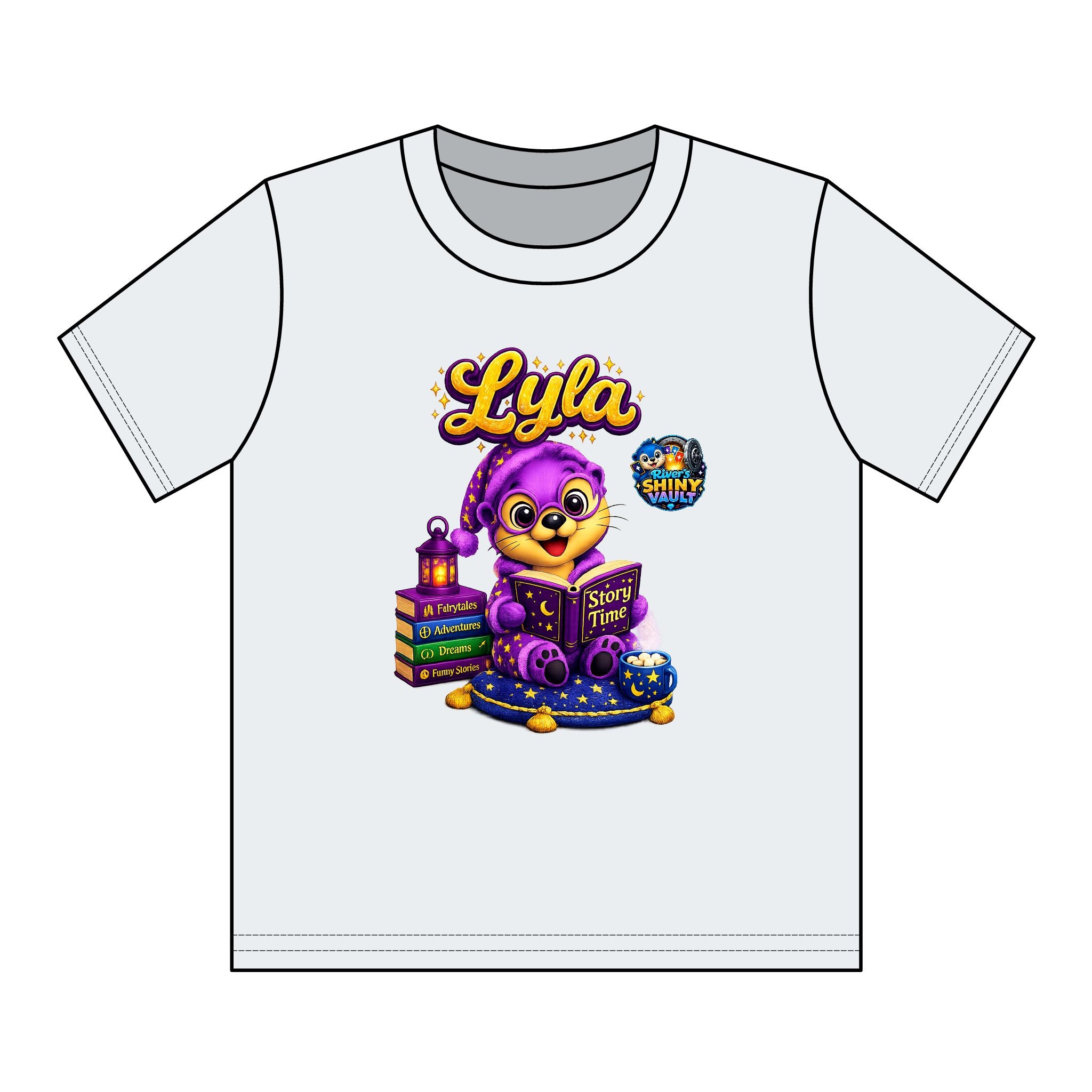 Kids Tee — Colorful River's Shiny vault 'Lyla'a Story Time' Kids T‑Shirt