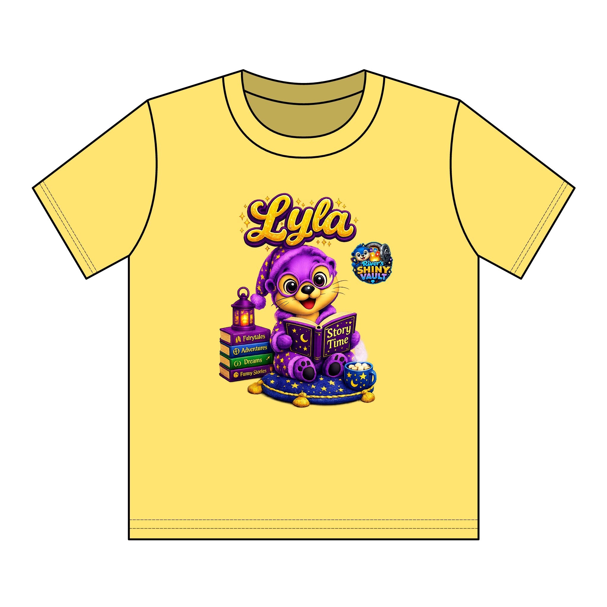 Kids Tee — Colorful River's Shiny vault 'Lyla'a Story Time' Kids T‑Shirt