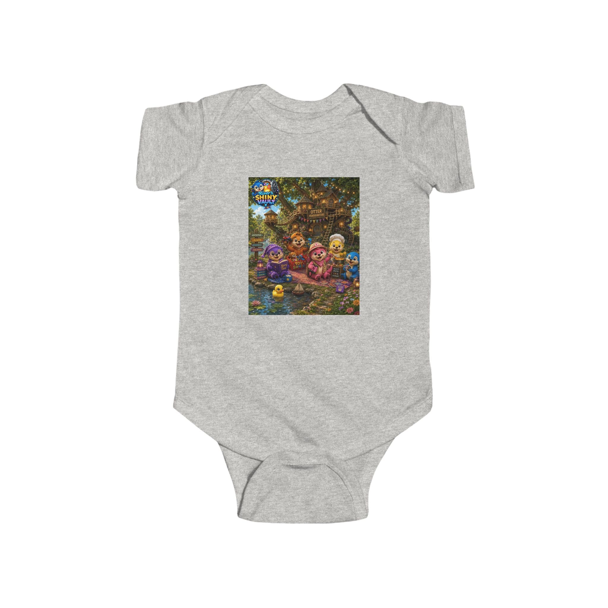 Young Infant Bodysuit  - River's Shiny Vault 'Otter HQ' Graphic