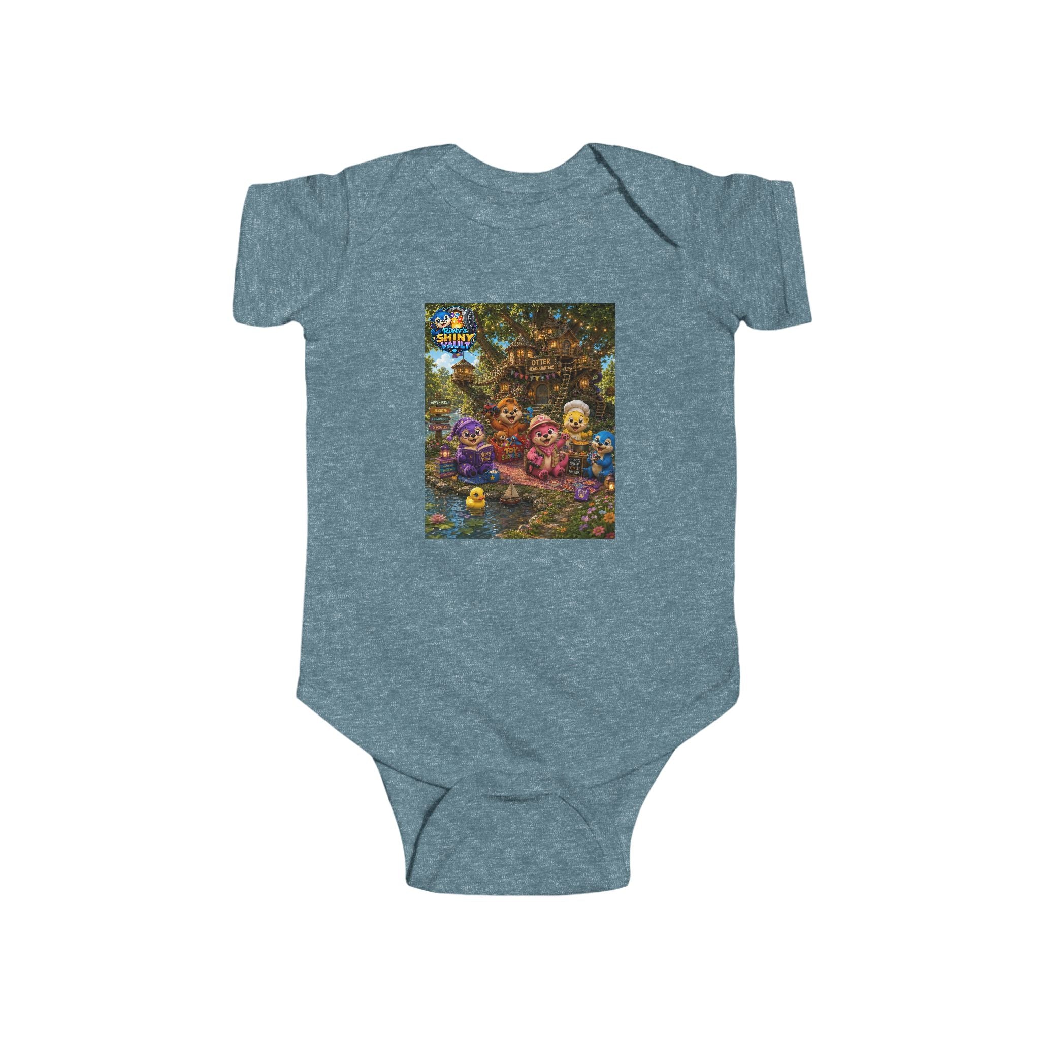 Young Infant Bodysuit  - River's Shiny Vault 'Otter HQ' Graphic