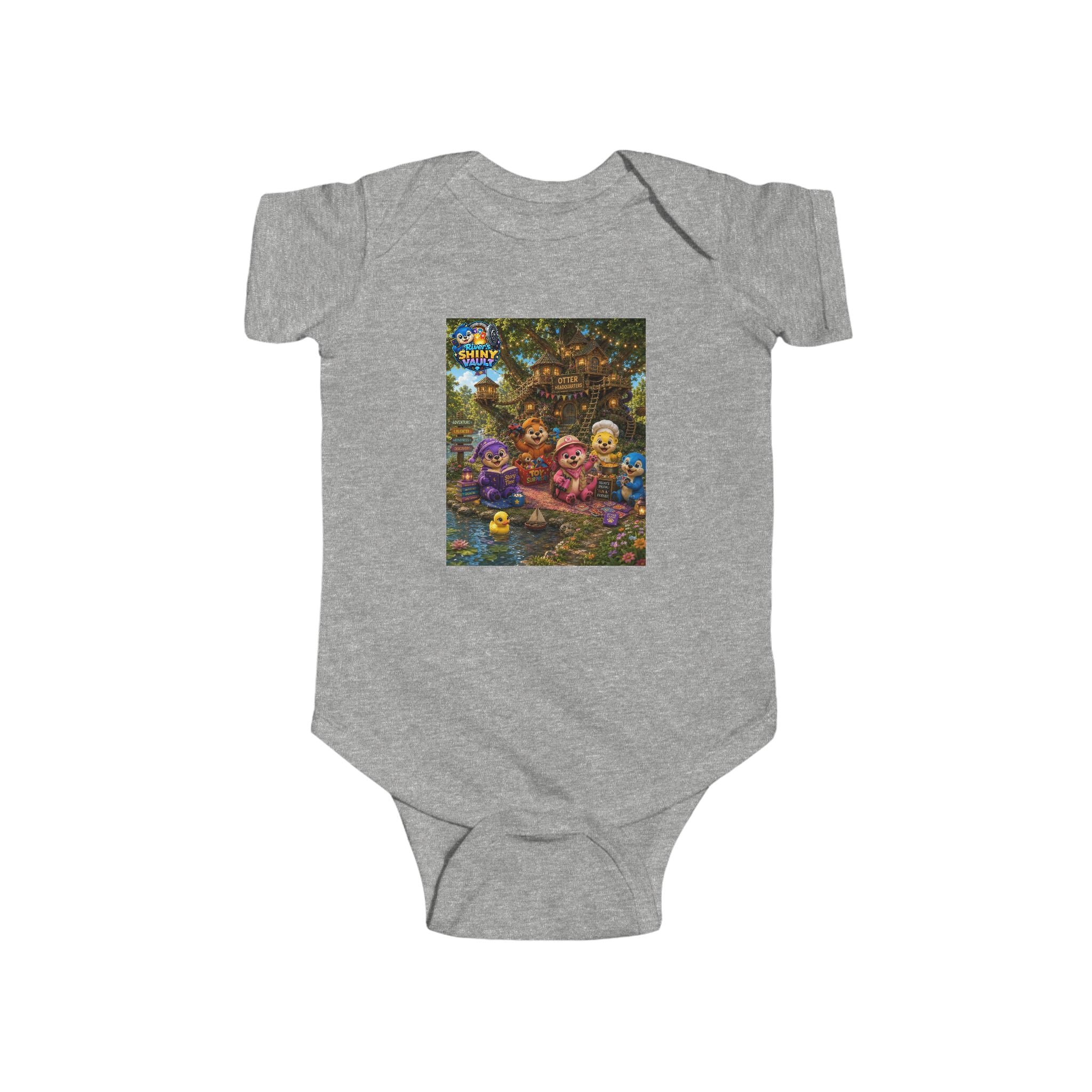 Young Infant Bodysuit  - River's Shiny Vault 'Otter HQ' Graphic