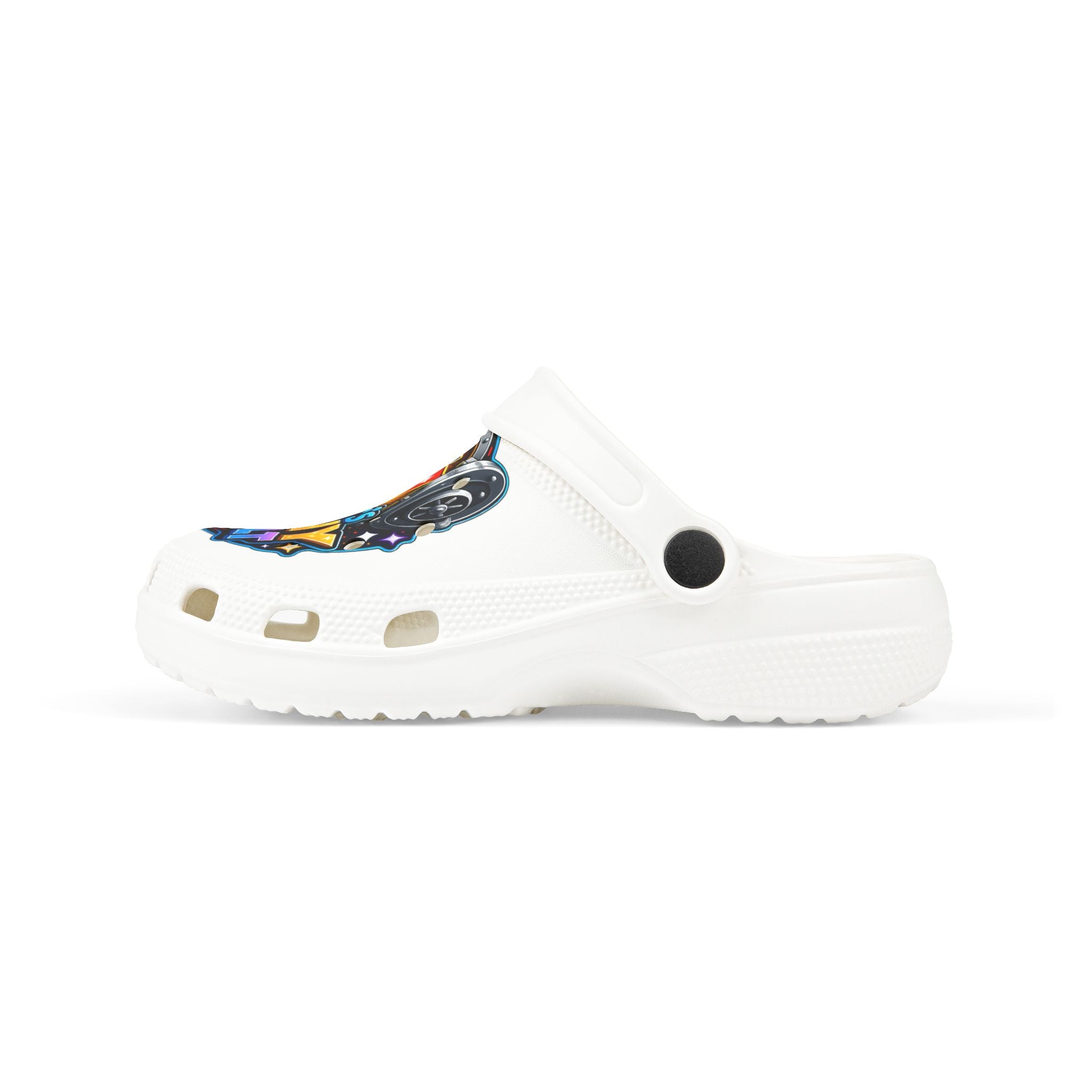 Cute Kids Foam Clogs — Colorful 'River's Shiny Vault' Logo