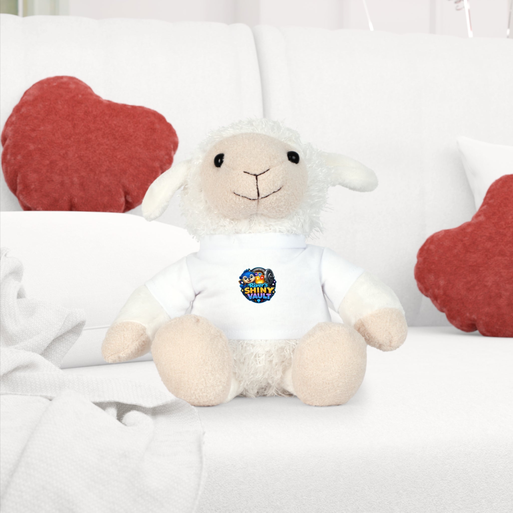 Fun River's Shiny Vault - Bear Plush with 'Toy' Cartoon T‑Shirt — Cute Gift for Kids & Collectors