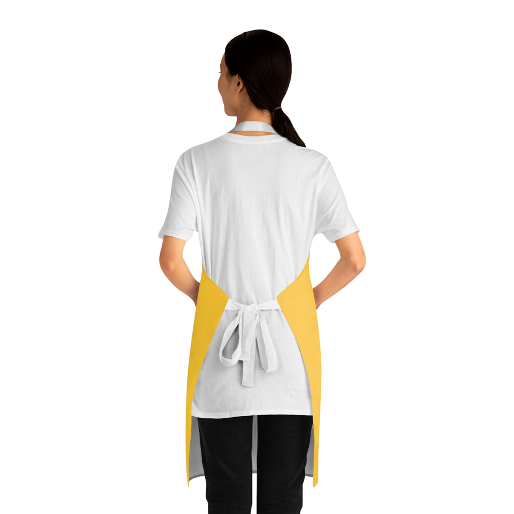 Cute River's Shiny Vault 'Cookie' Chef Apron — Yellow Baking Apron with Cartoon Cookie Mascot