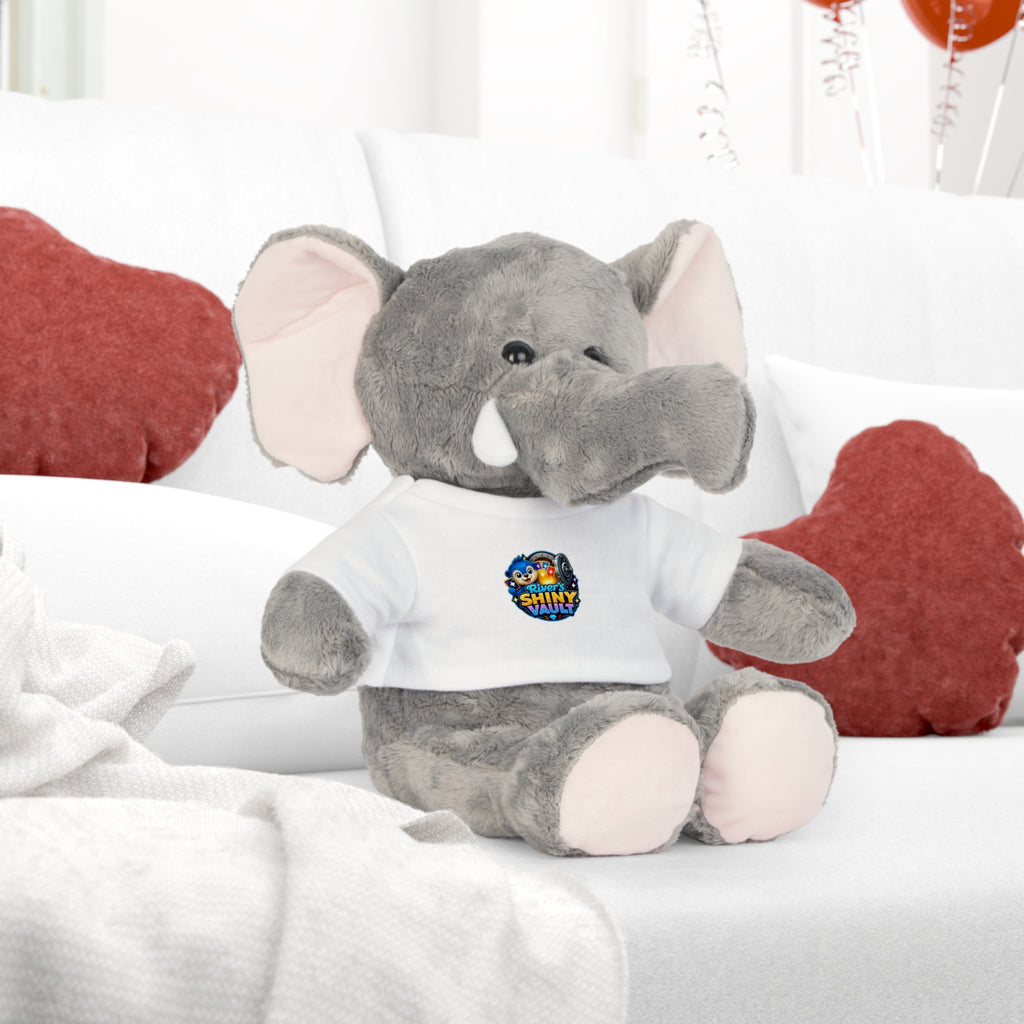 Fun River's Shiny Vault - Bear Plush with 'Toy' Cartoon T‑Shirt — Cute Gift for Kids & Collectors