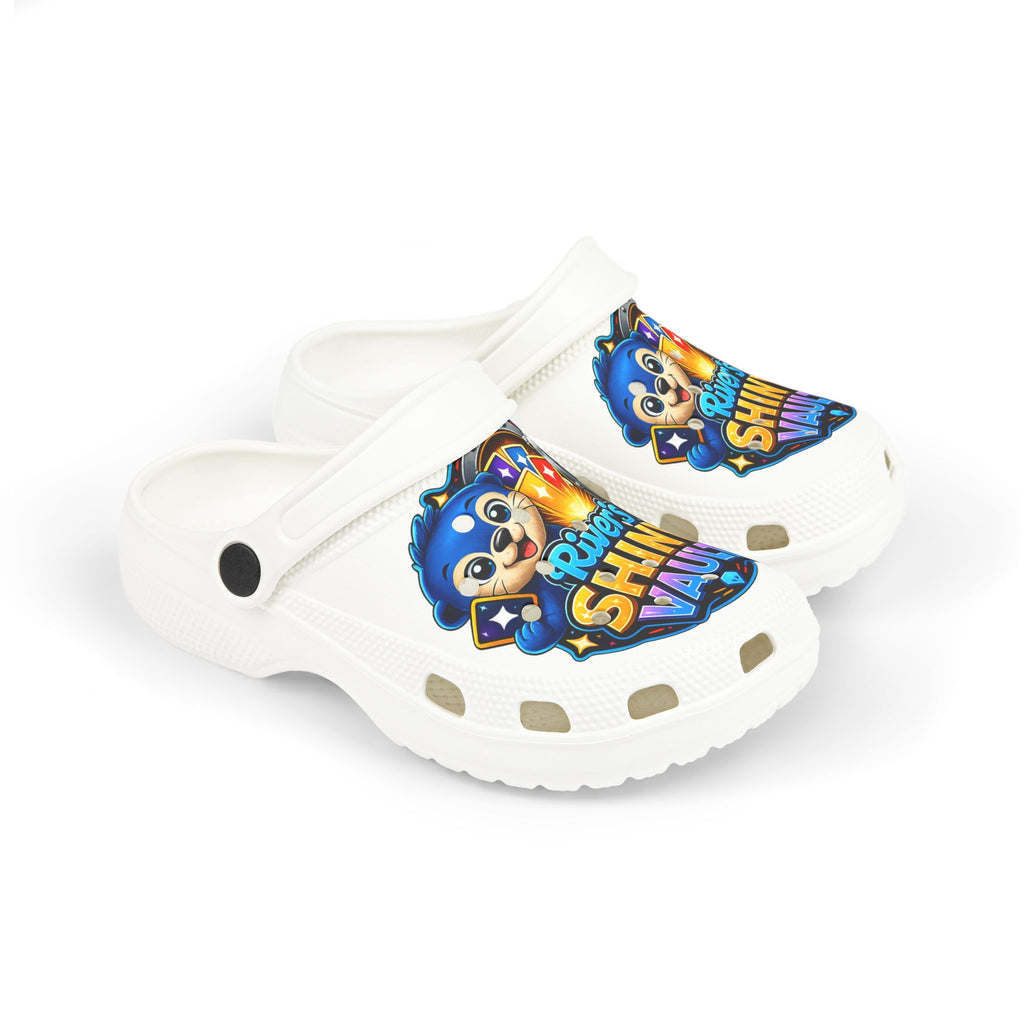 Cute Kids Foam Clogs — Colorful 'River's Shiny Vault' Logo