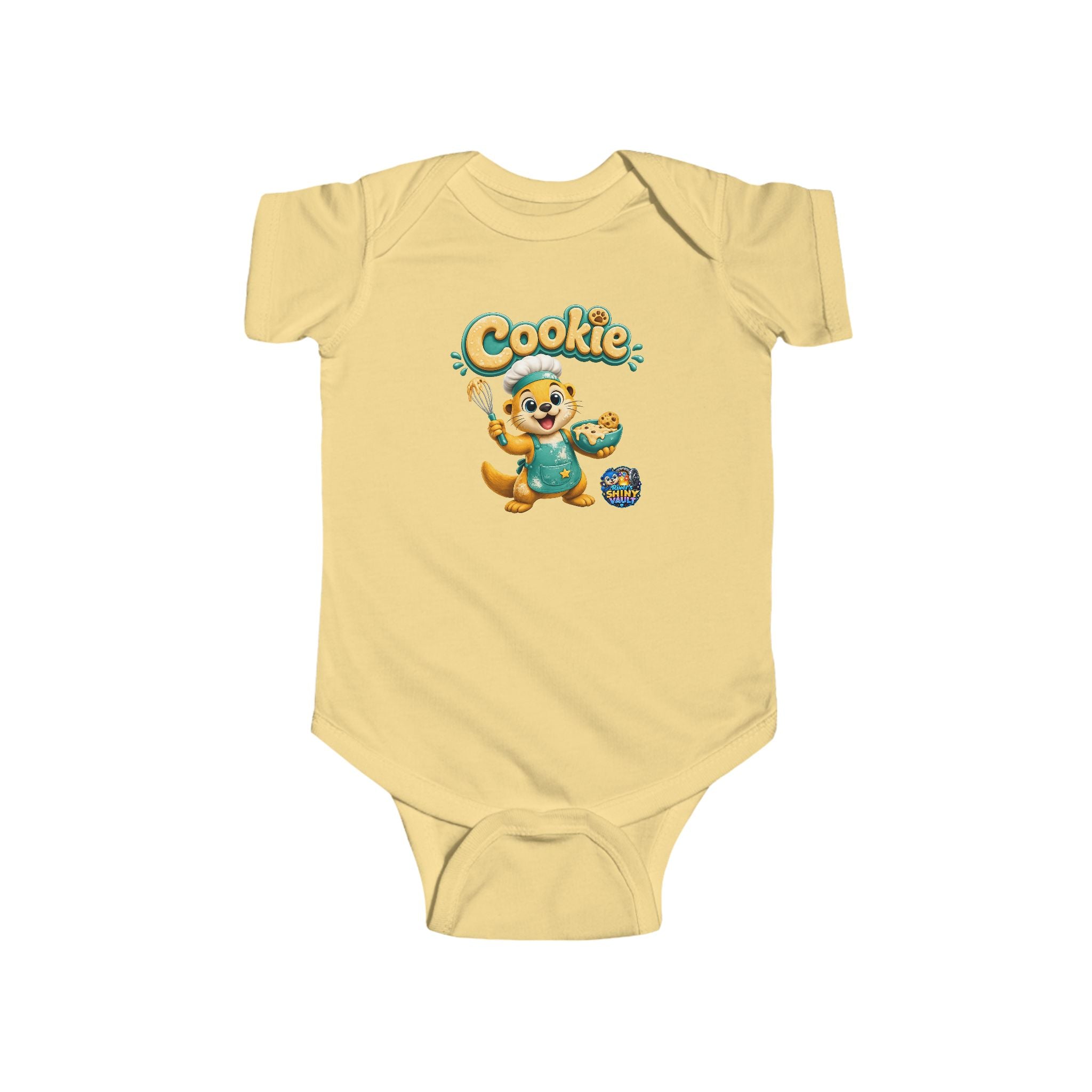Young Infant Bodysuit — "River's Shiny Vault" "Cookie" Graphic