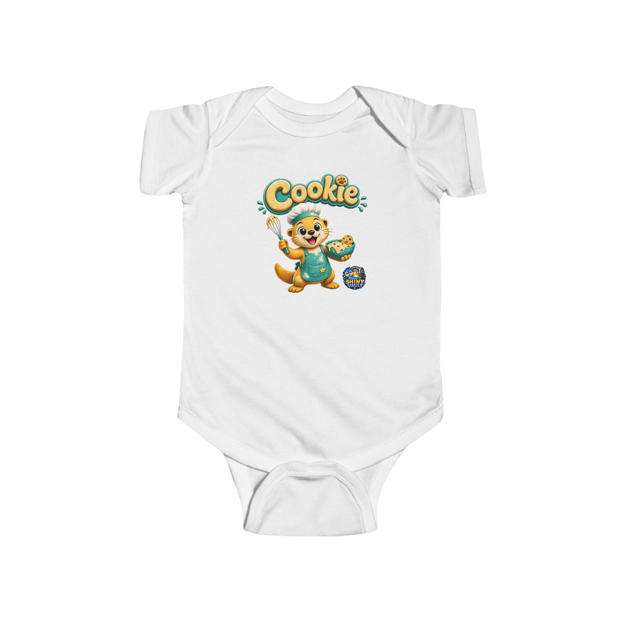 Young Infant Bodysuit — "River's Shiny Vault" "Cookie" Graphic