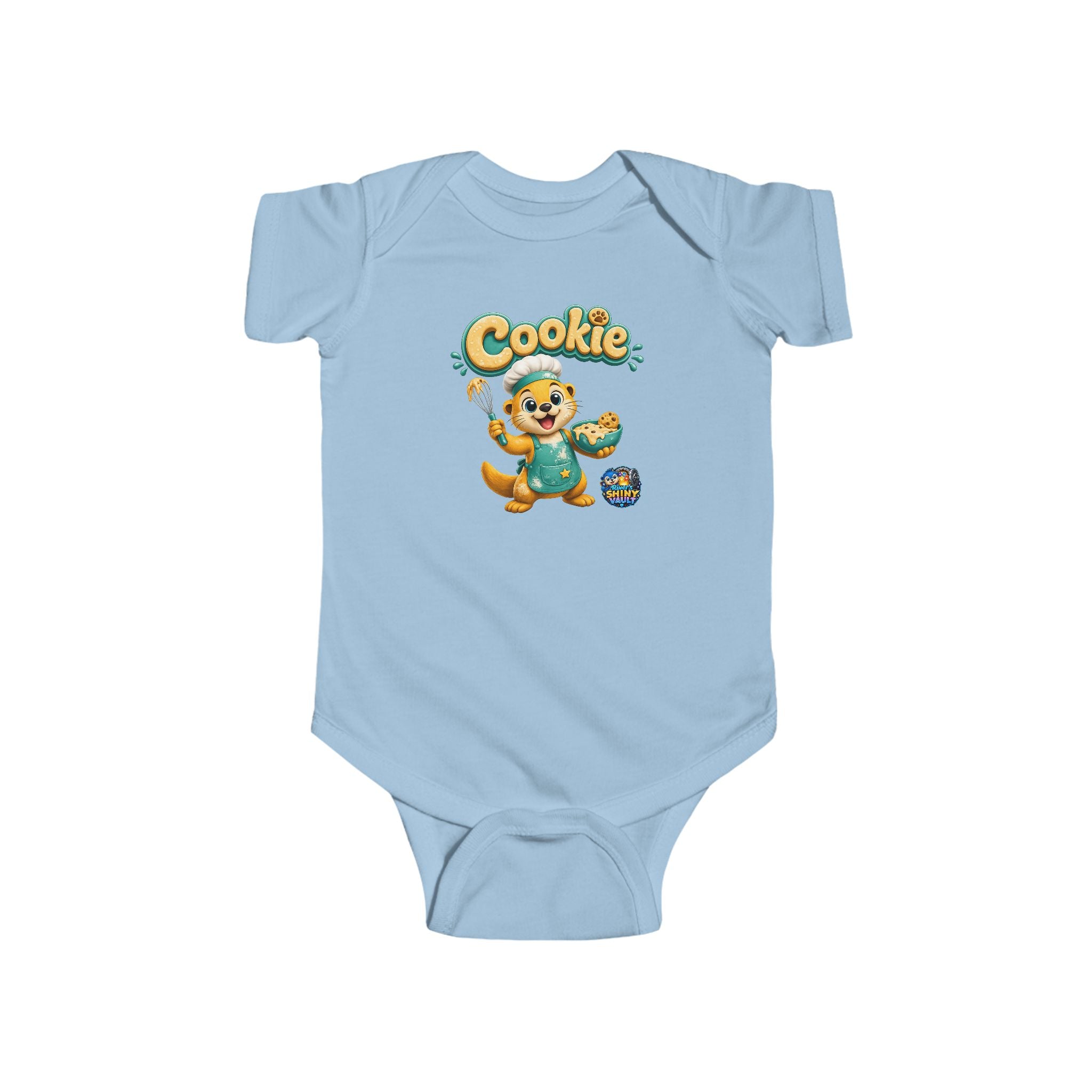 Young Infant Bodysuit — "River's Shiny Vault" "Cookie" Graphic