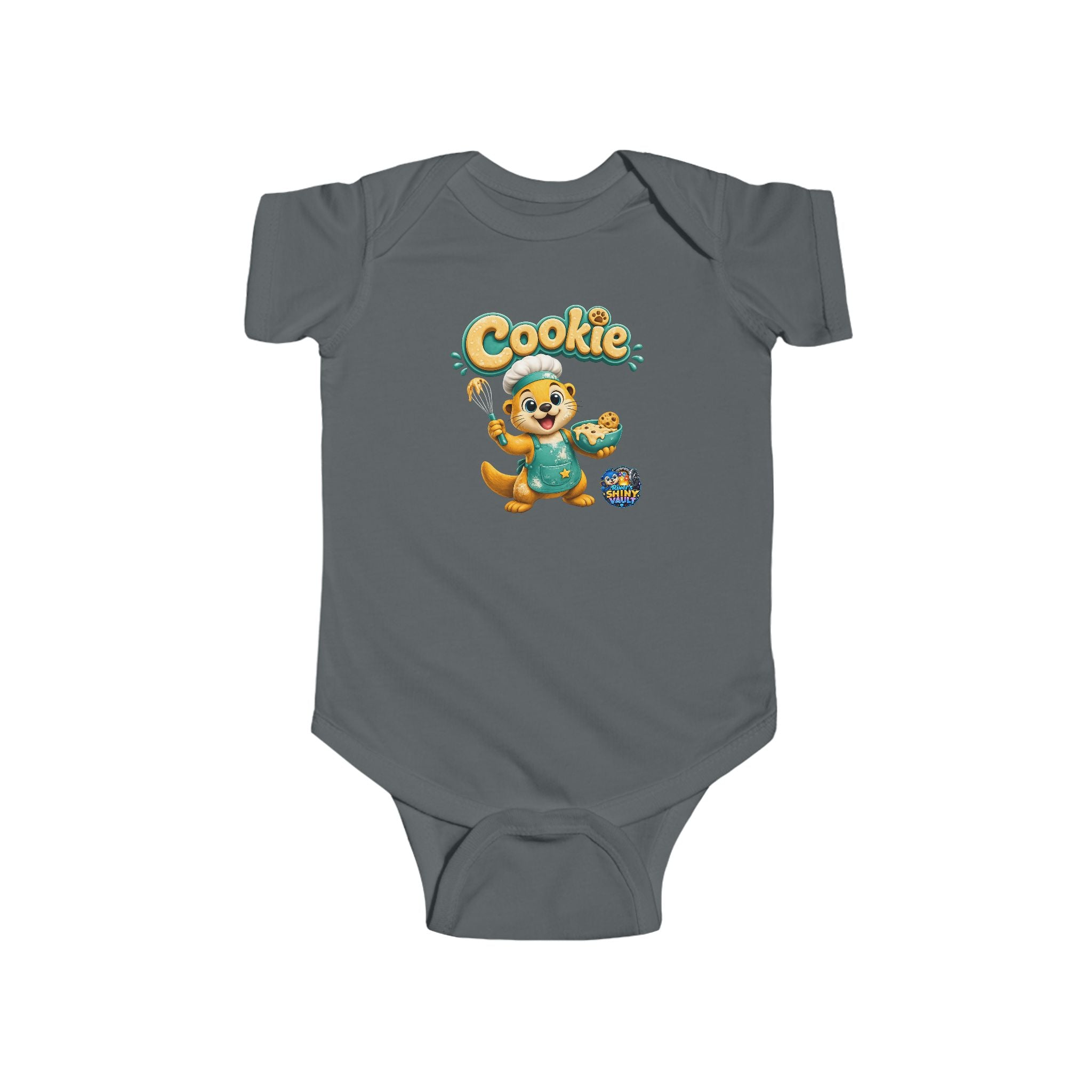 Young Infant Bodysuit — "River's Shiny Vault" "Cookie" Graphic
