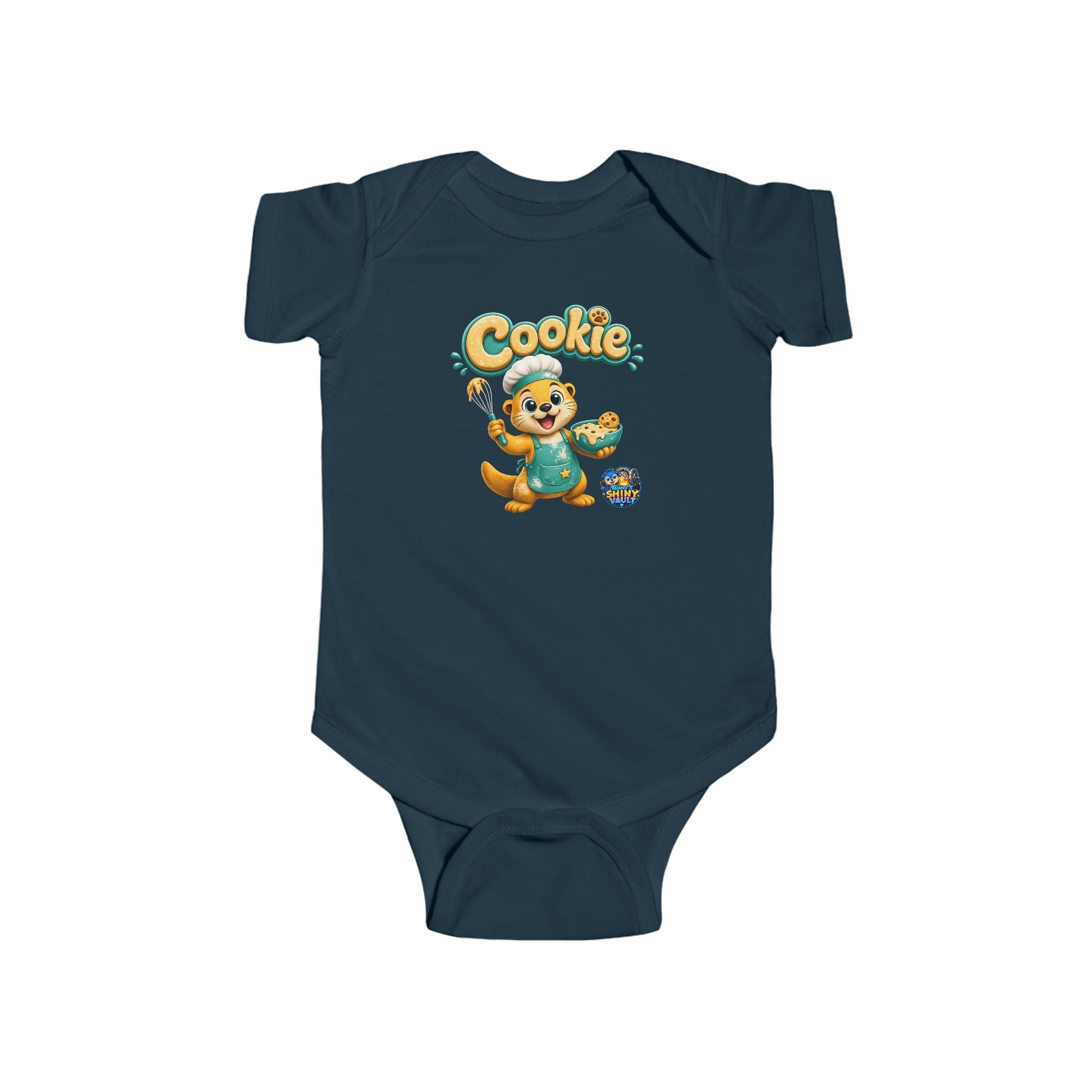 Young Infant Bodysuit — "River's Shiny Vault" "Cookie" Graphic