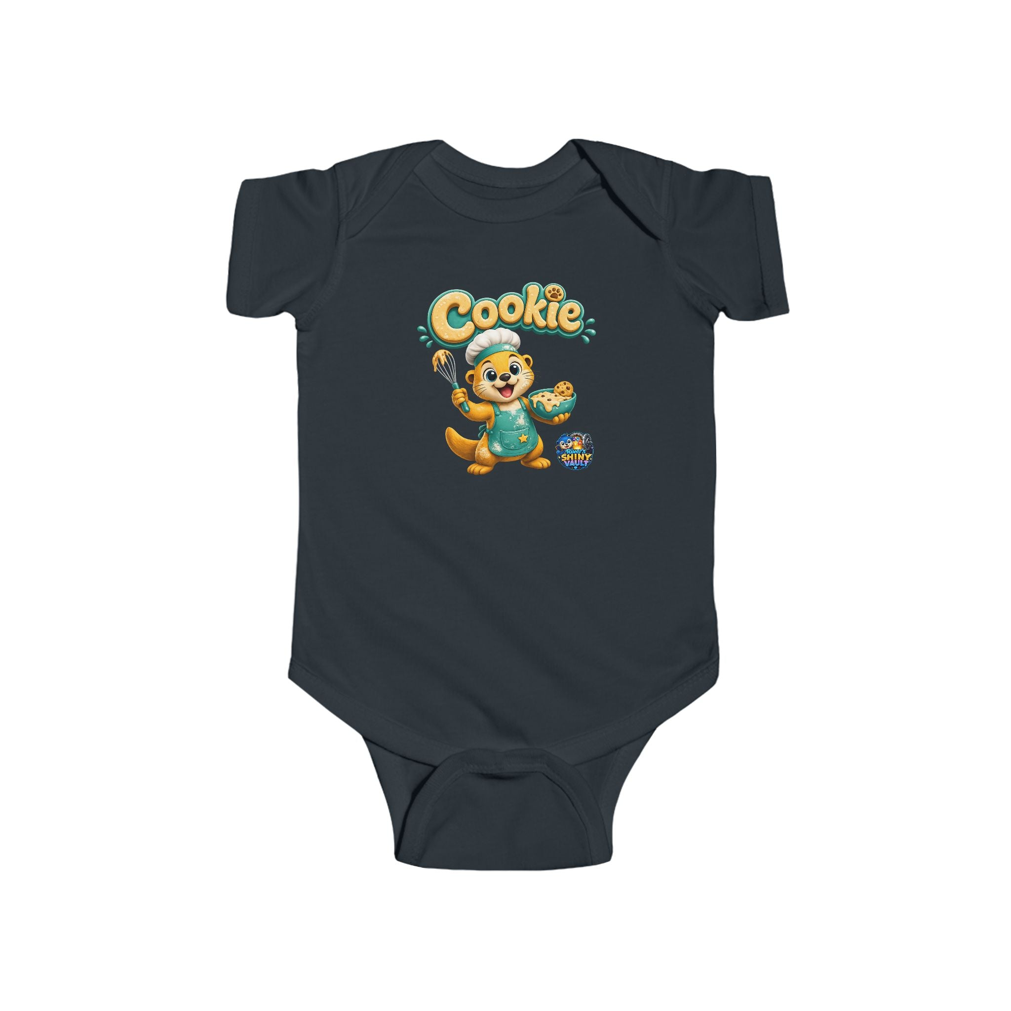 Young Infant Bodysuit — "River's Shiny Vault" "Cookie" Graphic