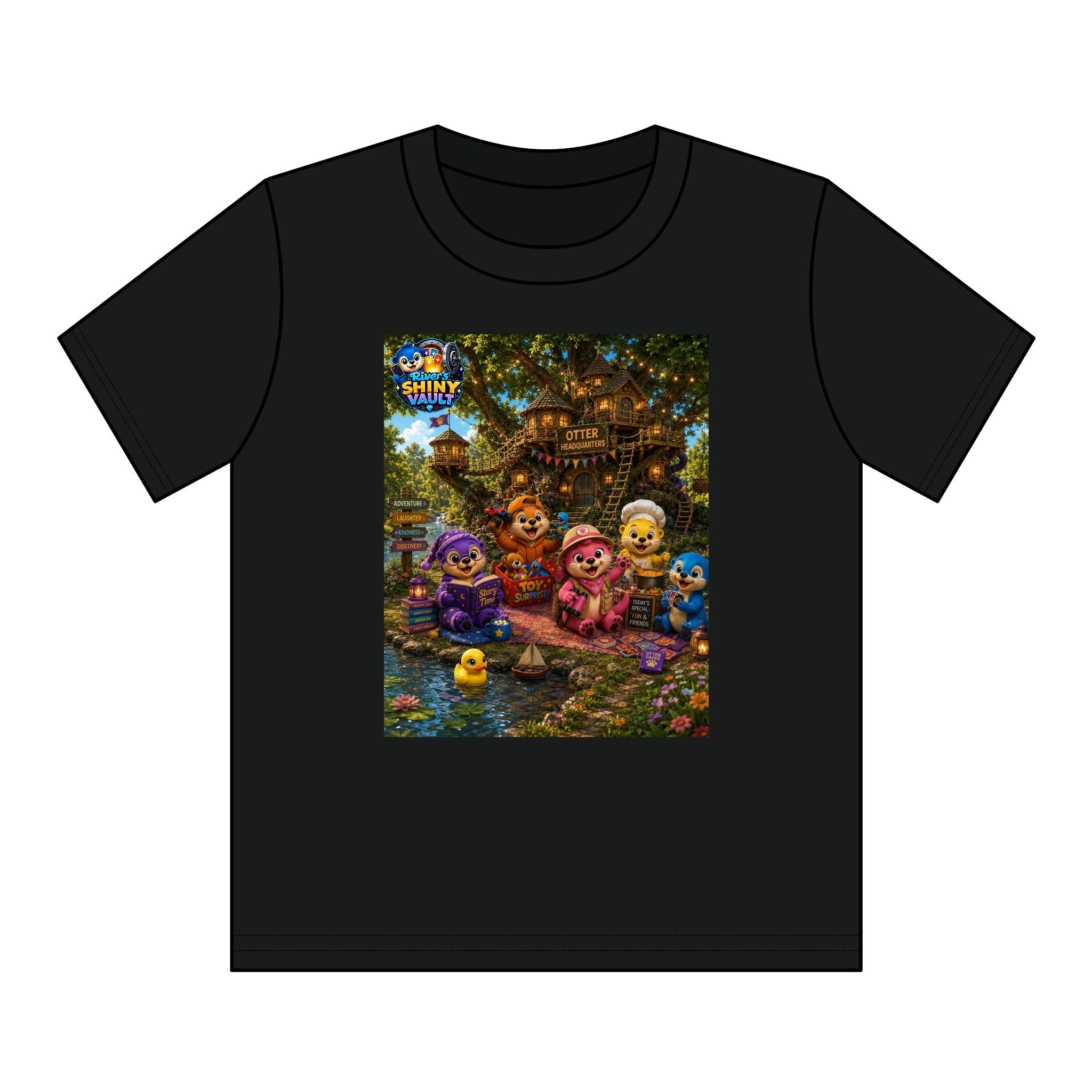 Kids Tee — Colorful River's Shiny vault 'Otter Headquarters' Kids T‑Shirt