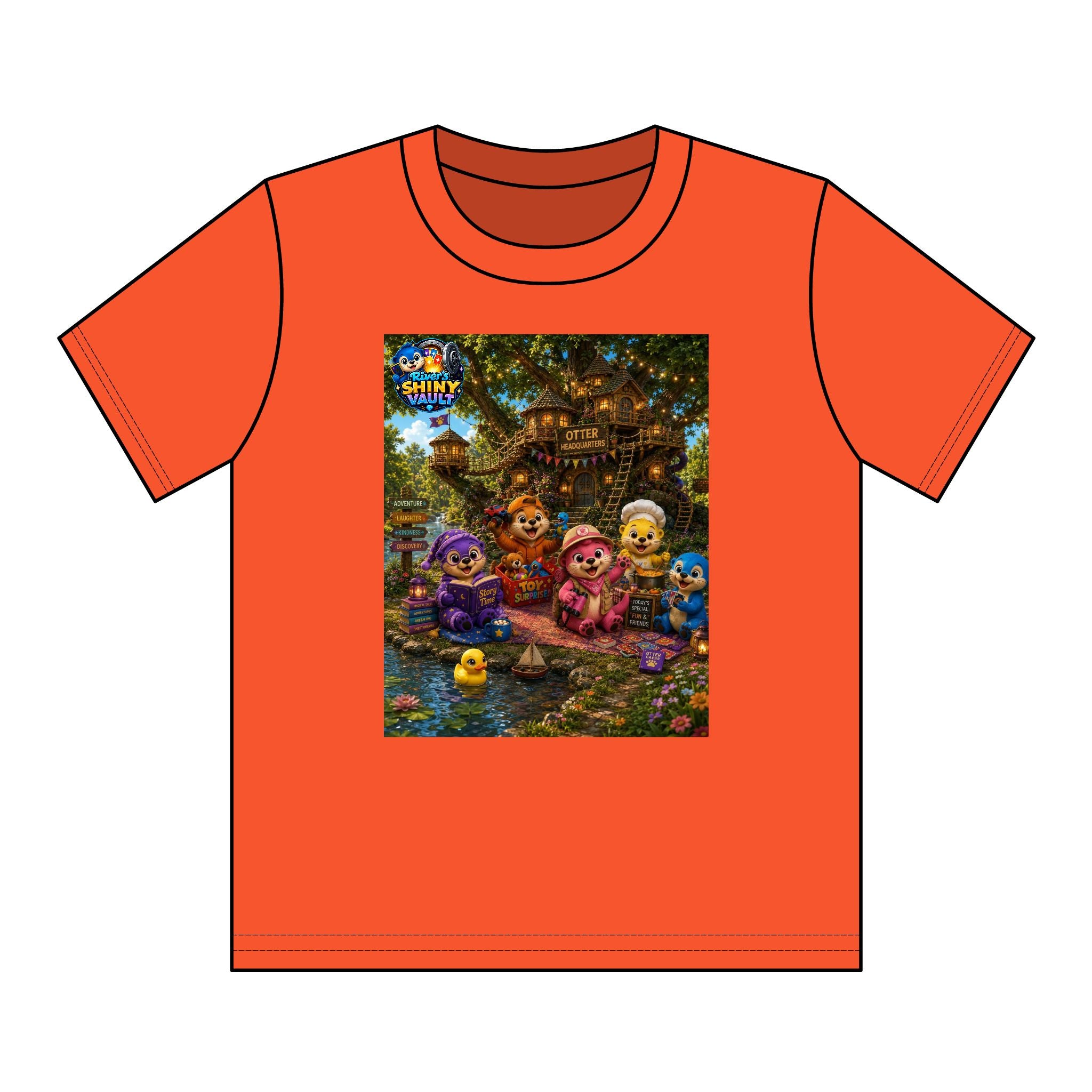 Kids Tee — Colorful River's Shiny vault 'Otter Headquarters' Kids T‑Shirt