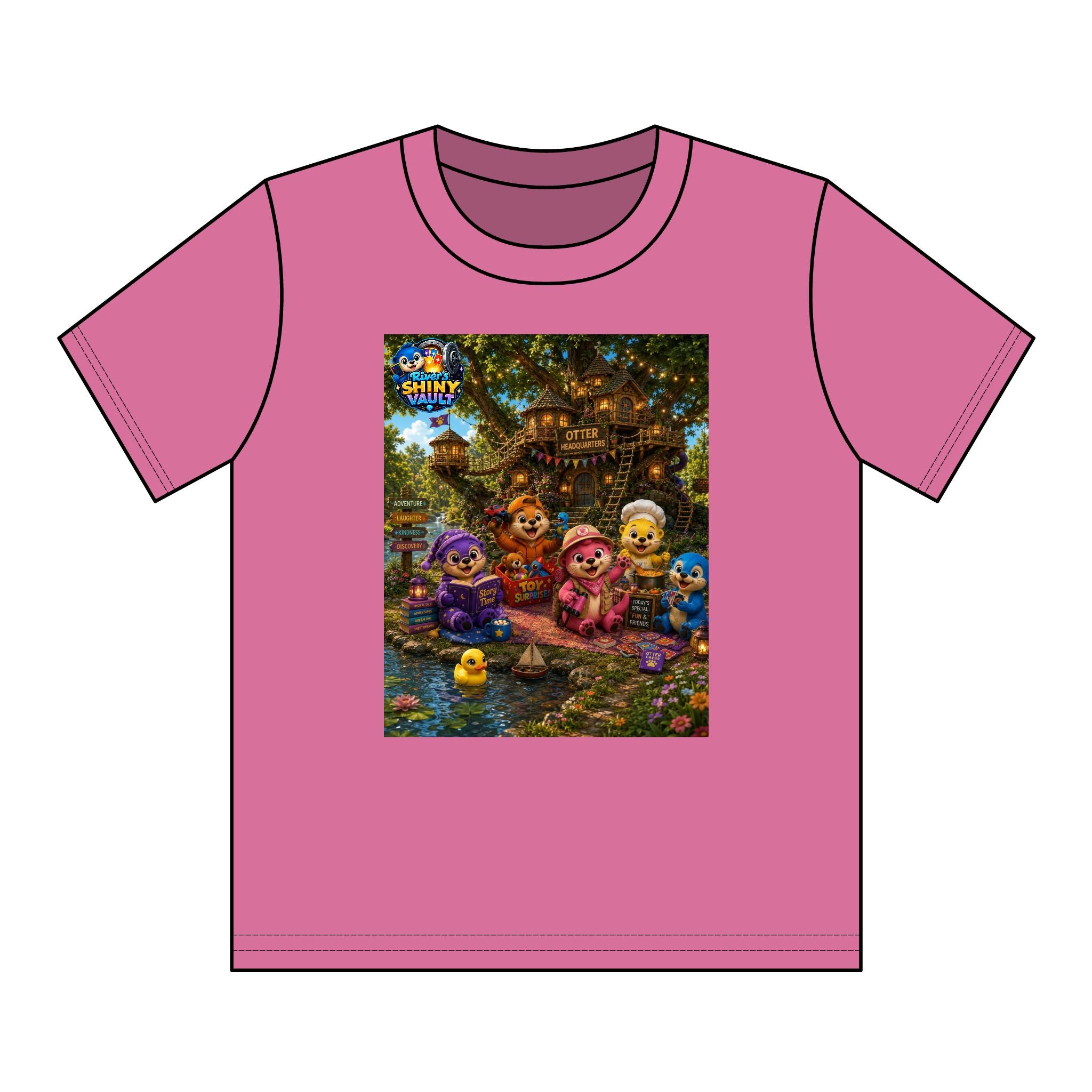Kids Tee — Colorful River's Shiny vault 'Otter Headquarters' Kids T‑Shirt