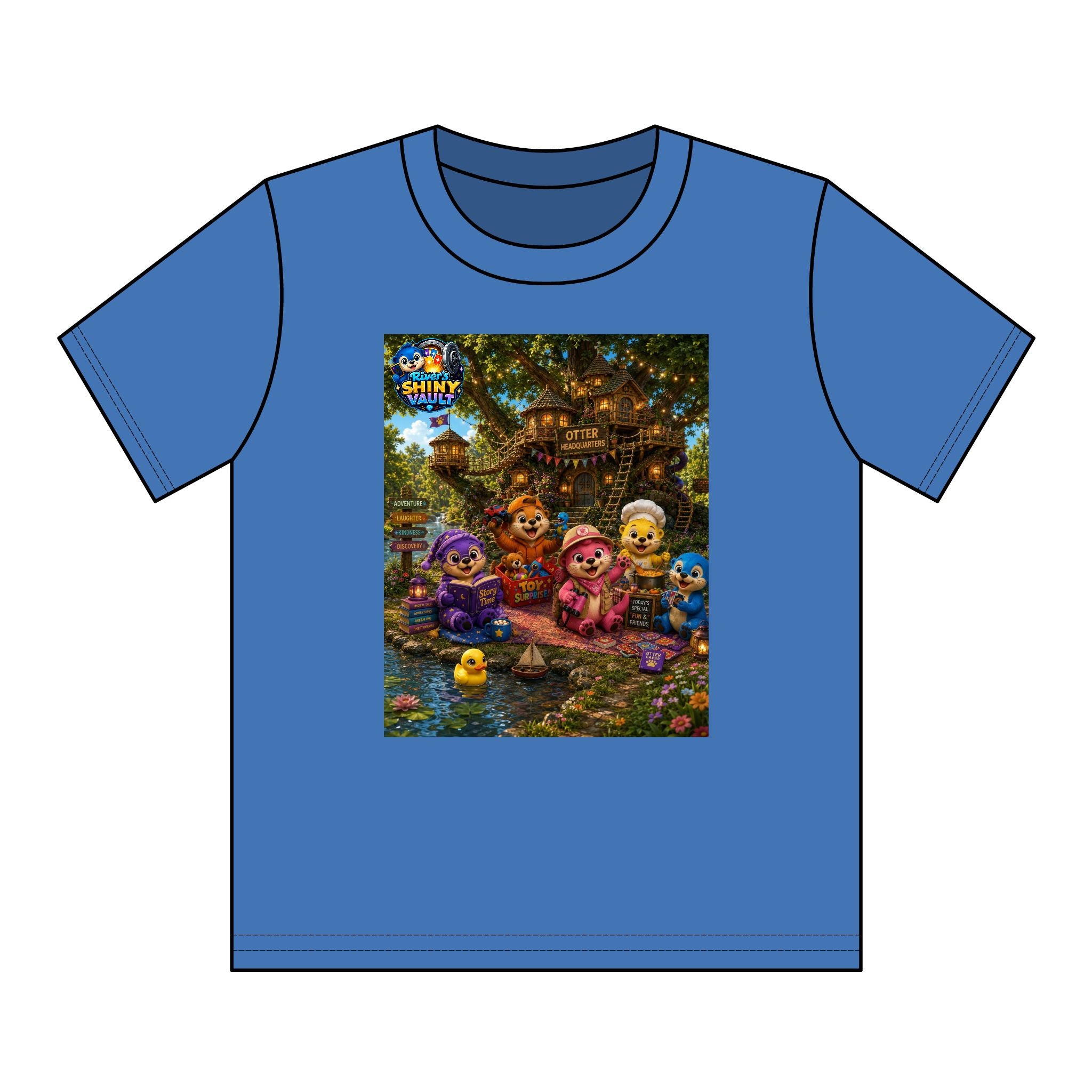 Kids Tee — Colorful River's Shiny vault 'Otter Headquarters' Kids T‑Shirt