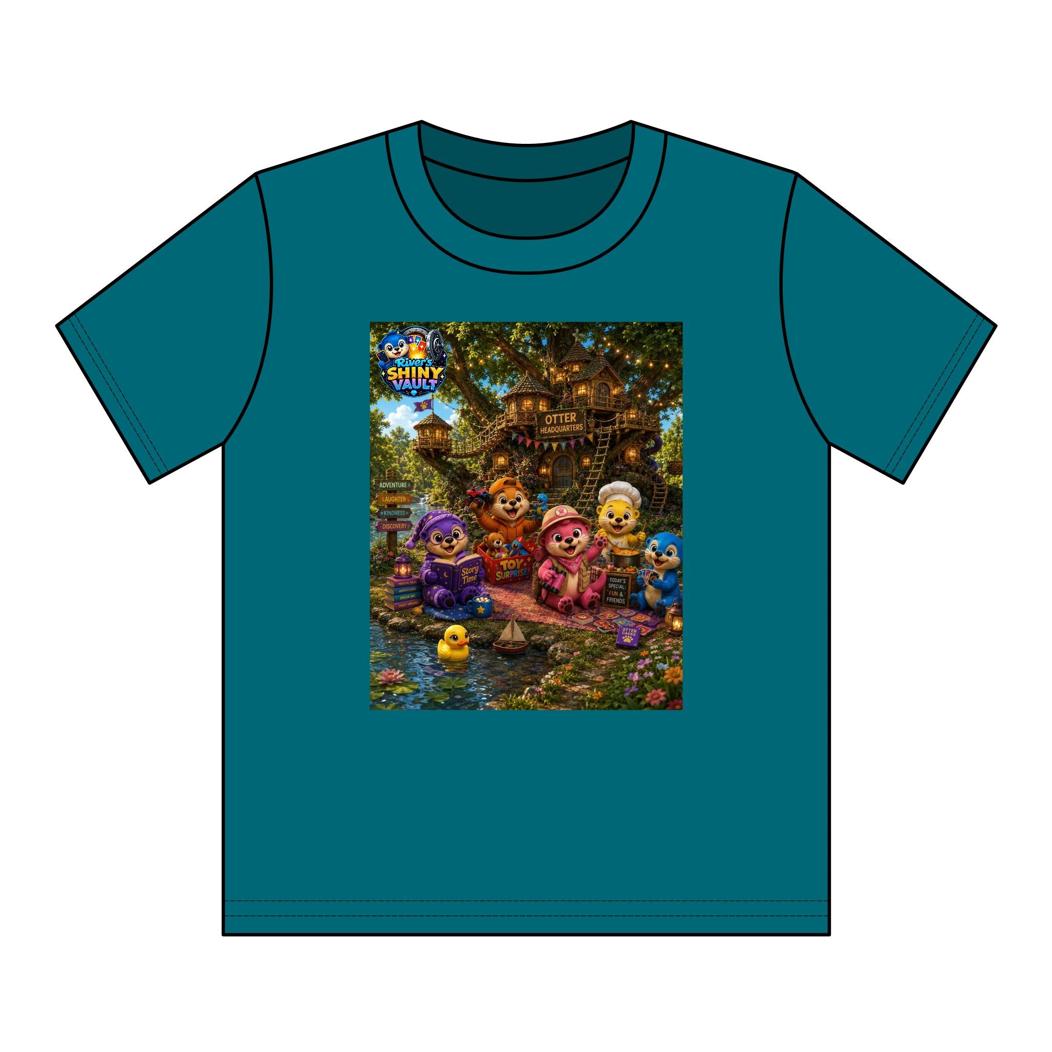 Kids Tee — Colorful River's Shiny vault 'Otter Headquarters' Kids T‑Shirt