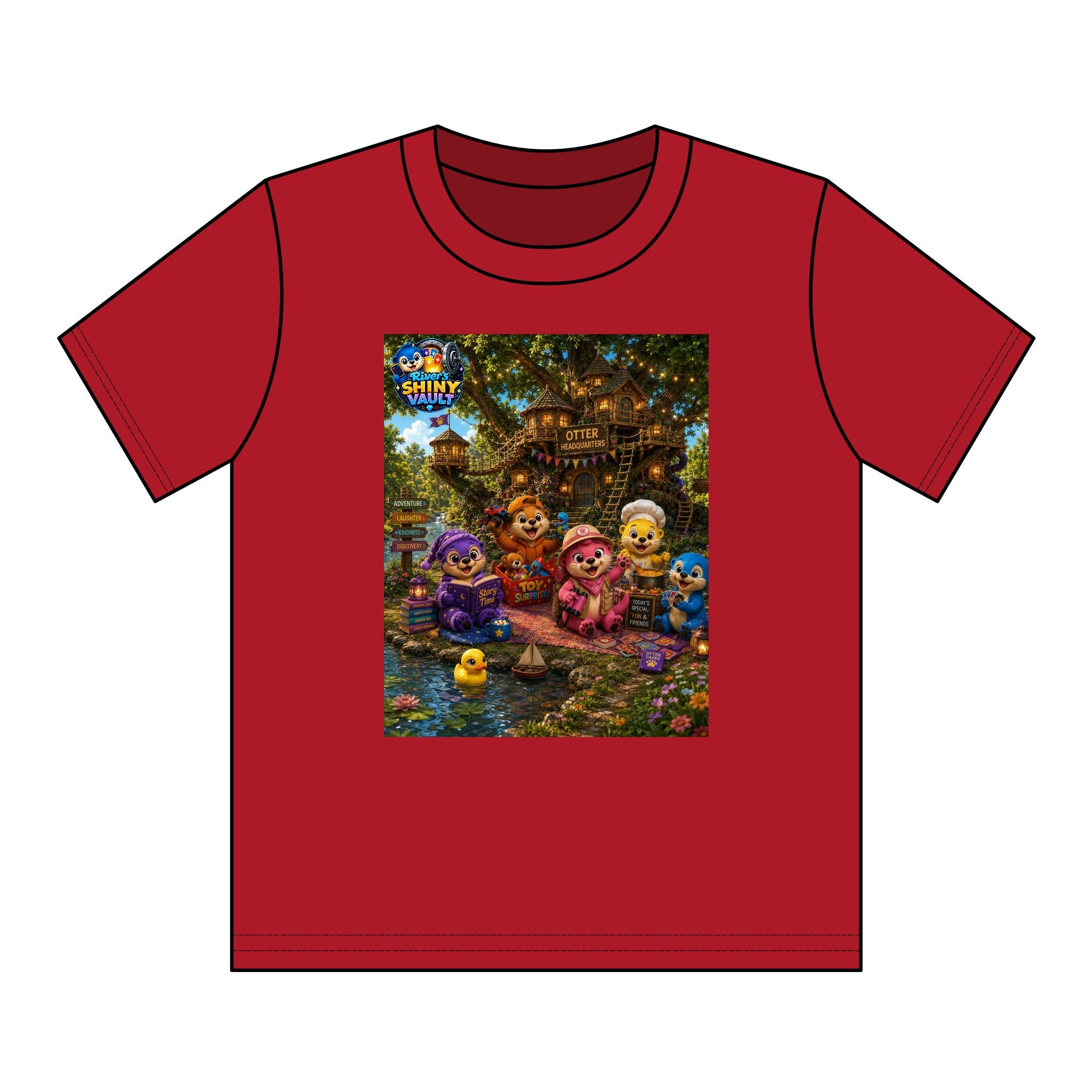 Kids Tee — Colorful River's Shiny vault 'Otter Headquarters' Kids T‑Shirt