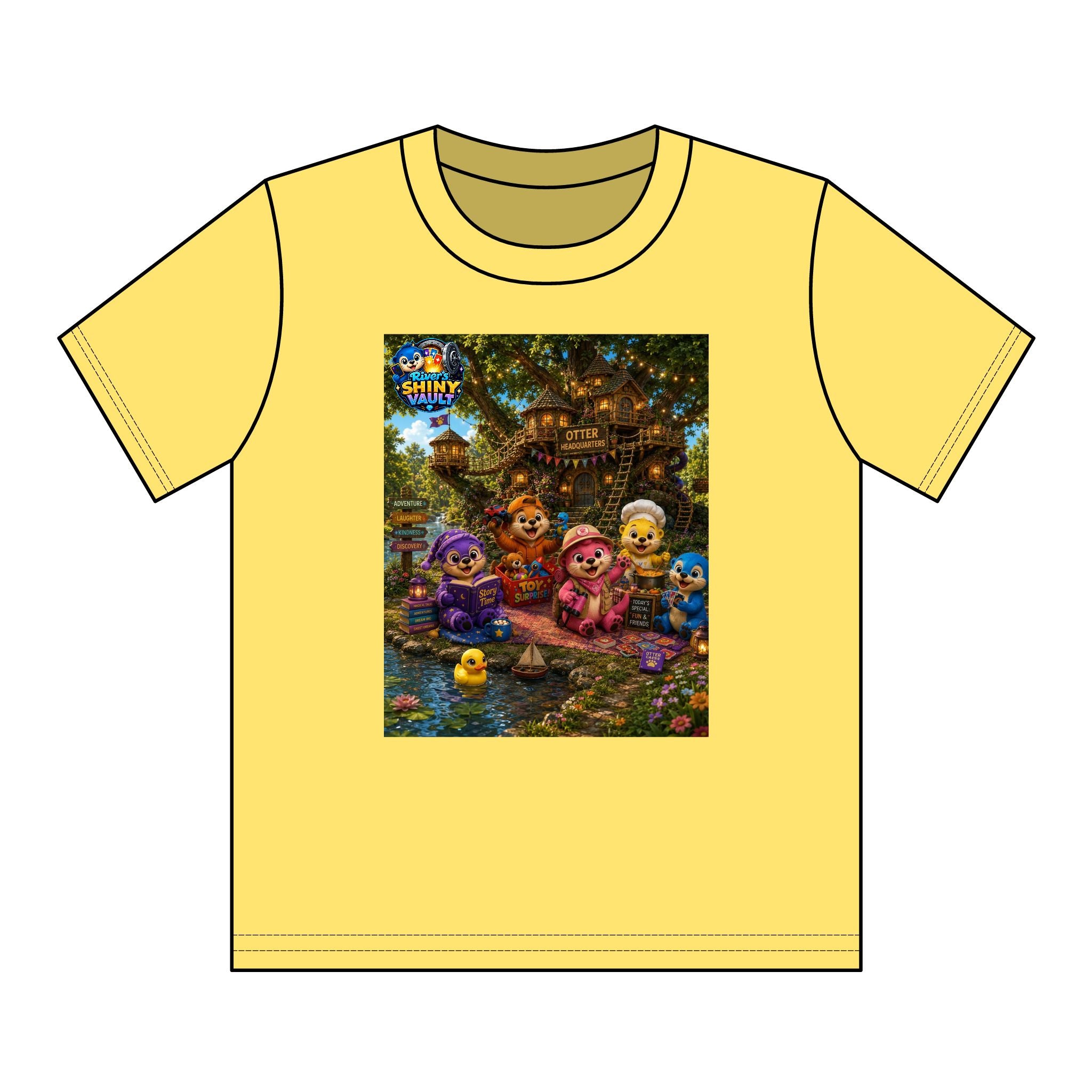 Kids Tee — Colorful River's Shiny vault 'Otter Headquarters' Kids T‑Shirt