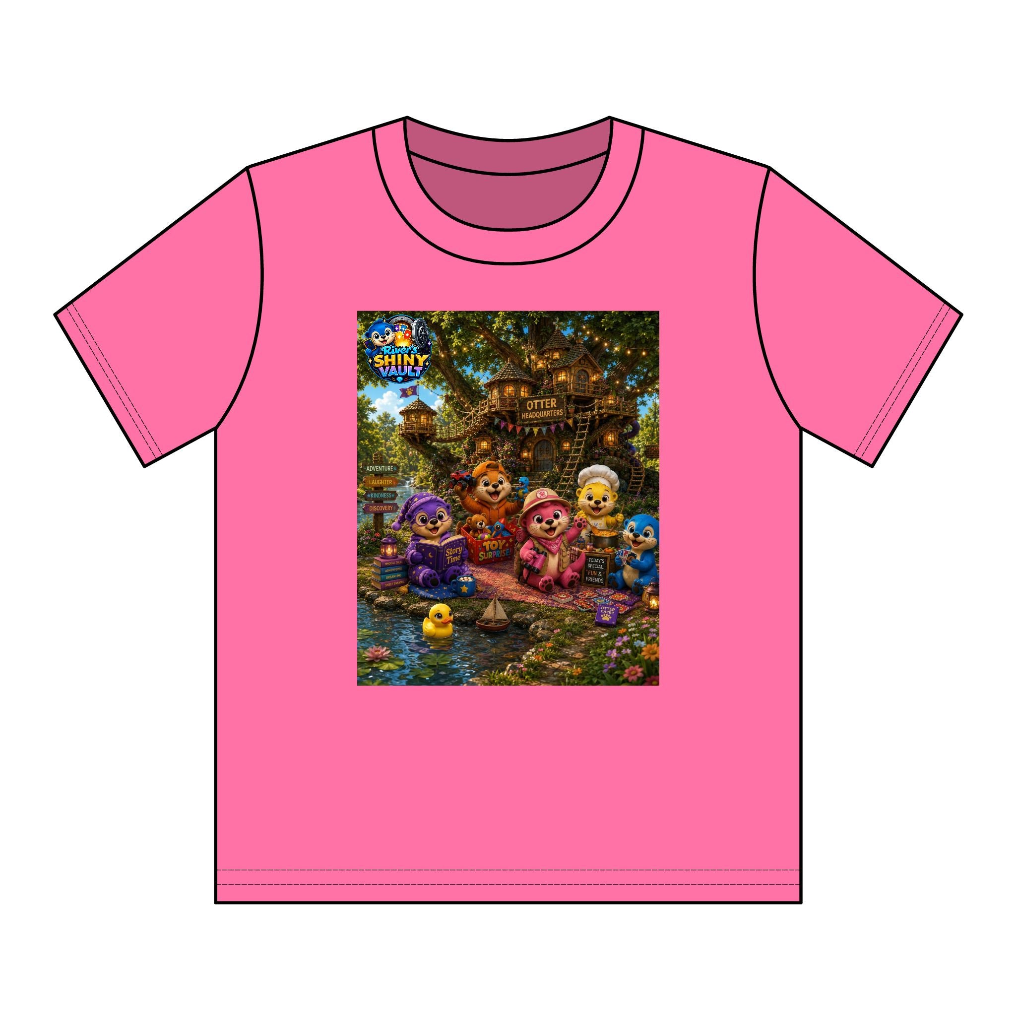 Kids Tee — Colorful River's Shiny vault 'Otter Headquarters' Kids T‑Shirt