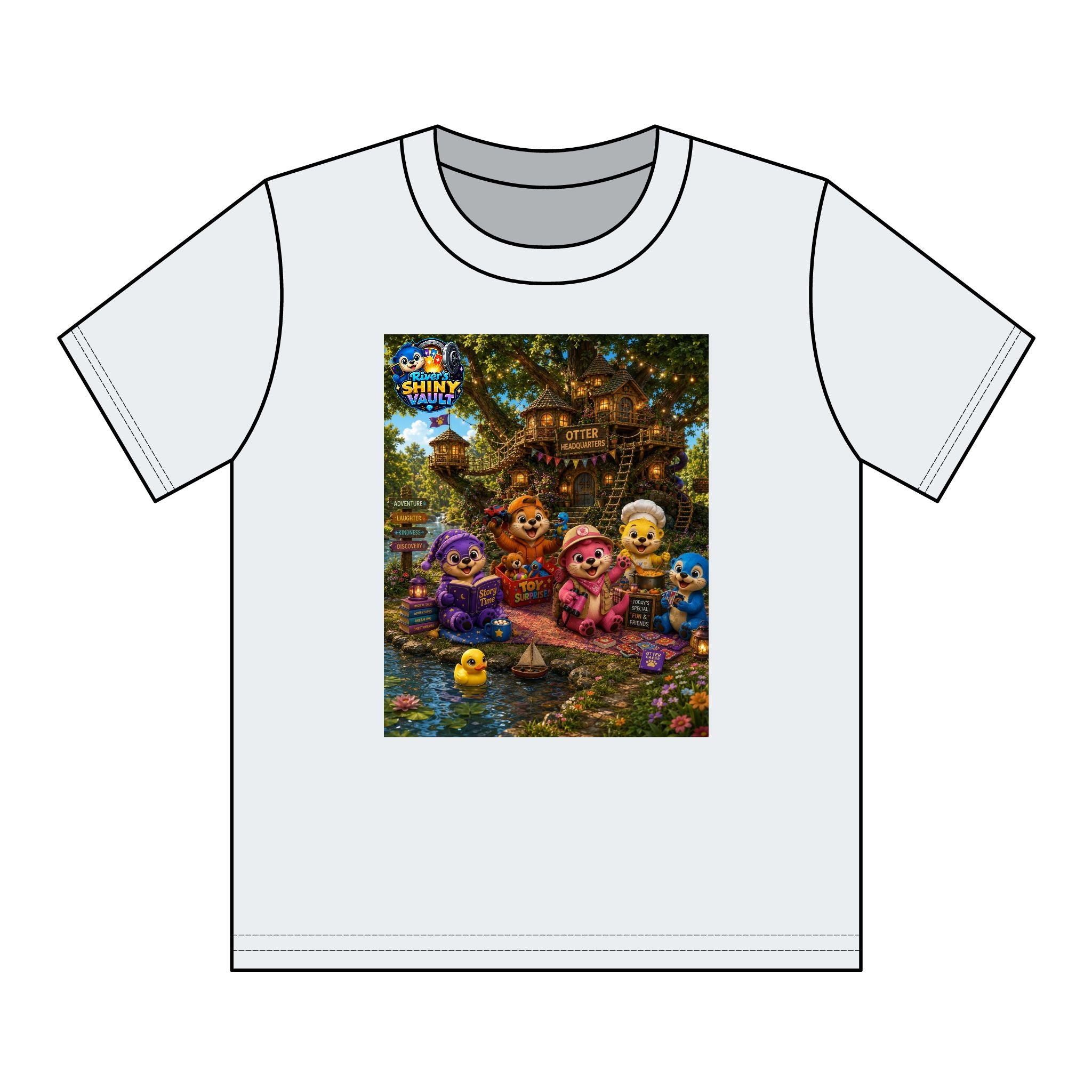 Kids Tee — Colorful River's Shiny vault 'Otter Headquarters' Kids T‑Shirt