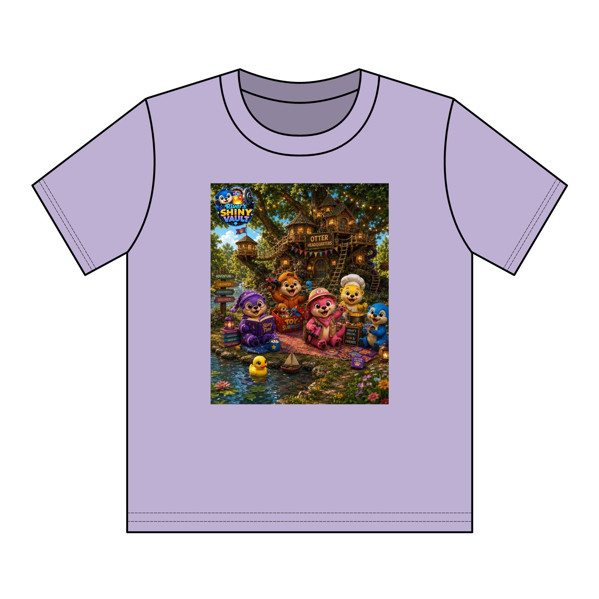 Kids Tee — Colorful River's Shiny vault 'Otter Headquarters' Kids T‑Shirt