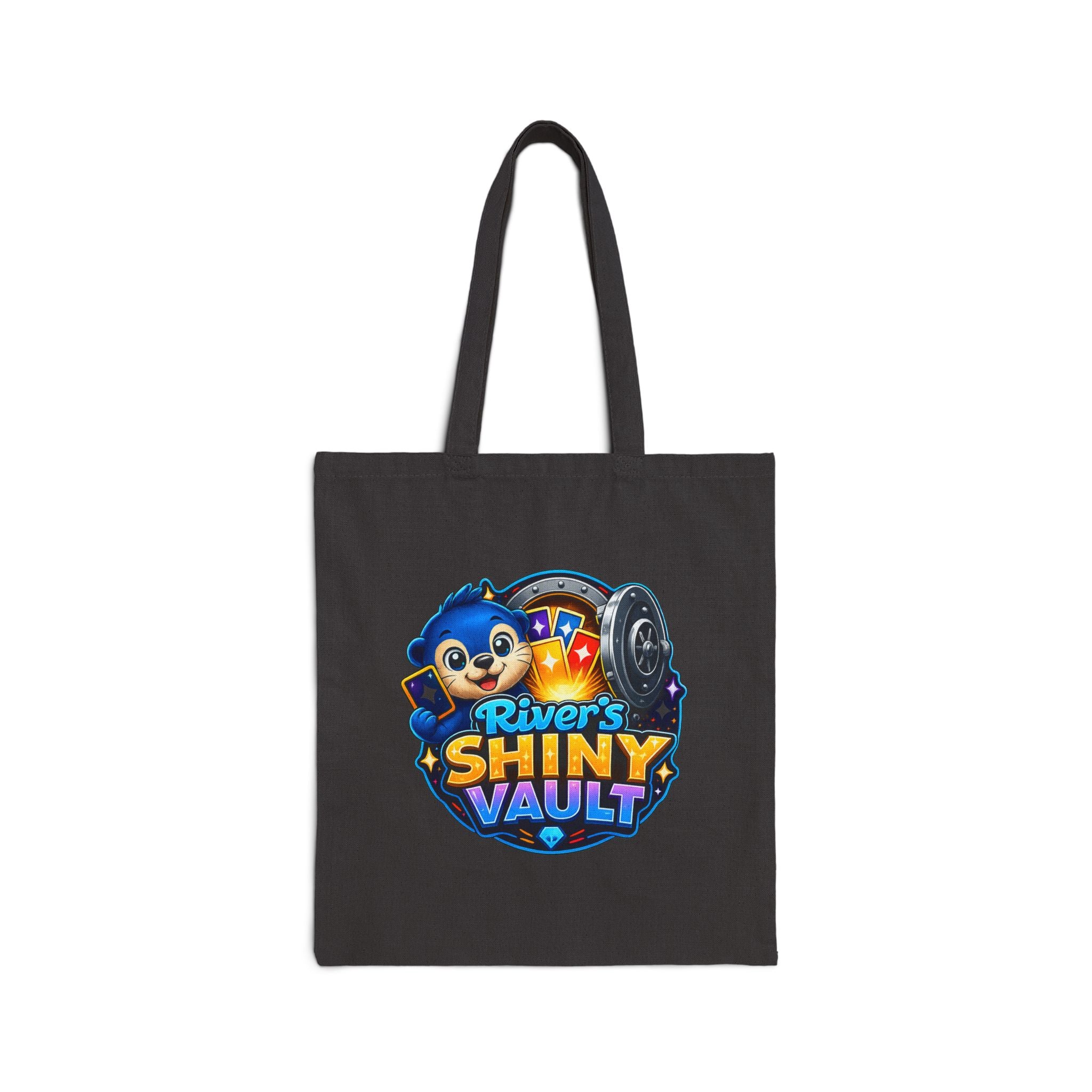 Fun River’s Shiny Vault Canvas Tote Bag — Cute Mascot Grocery/Book Bag
