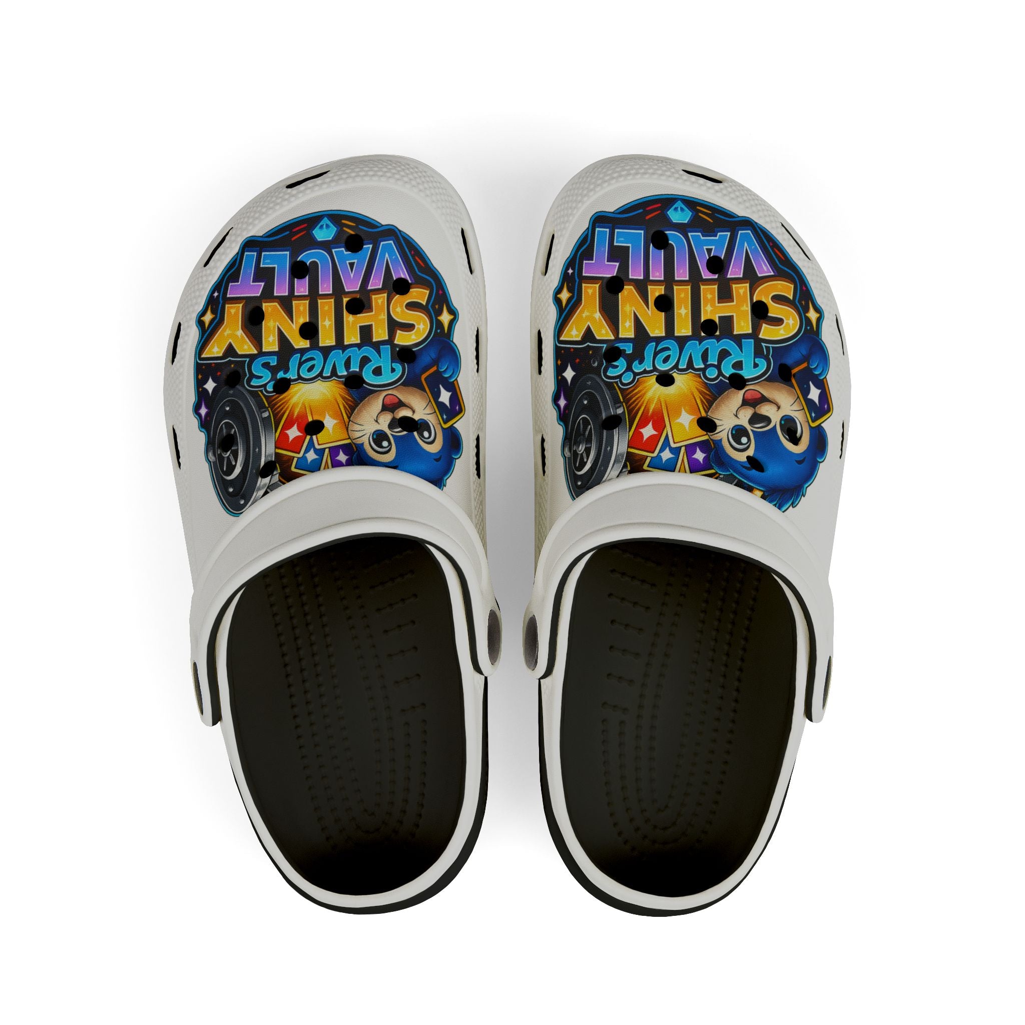Cute Kids Foam Clogs — Colorful 'River's Shiny Vault' Logo